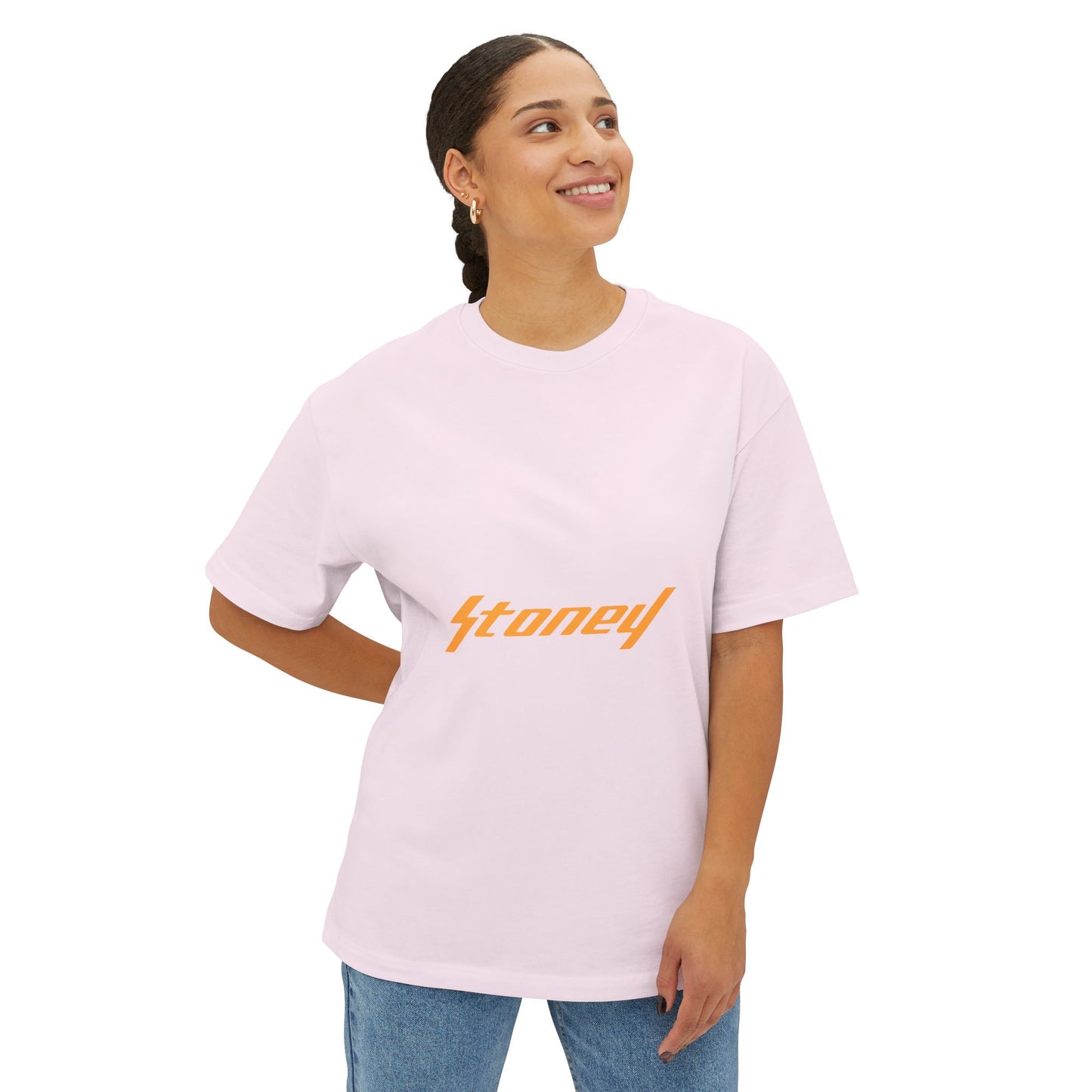 Orange Lightning Text Logo Unisex Oversized Boxy Tee Printify