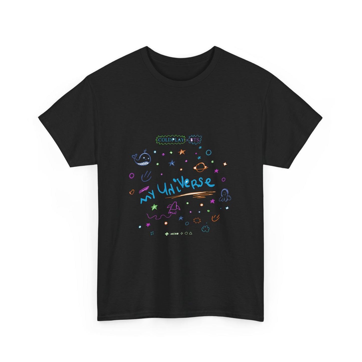 Neon Space Doodles Unisex Cotton Tee Printify
