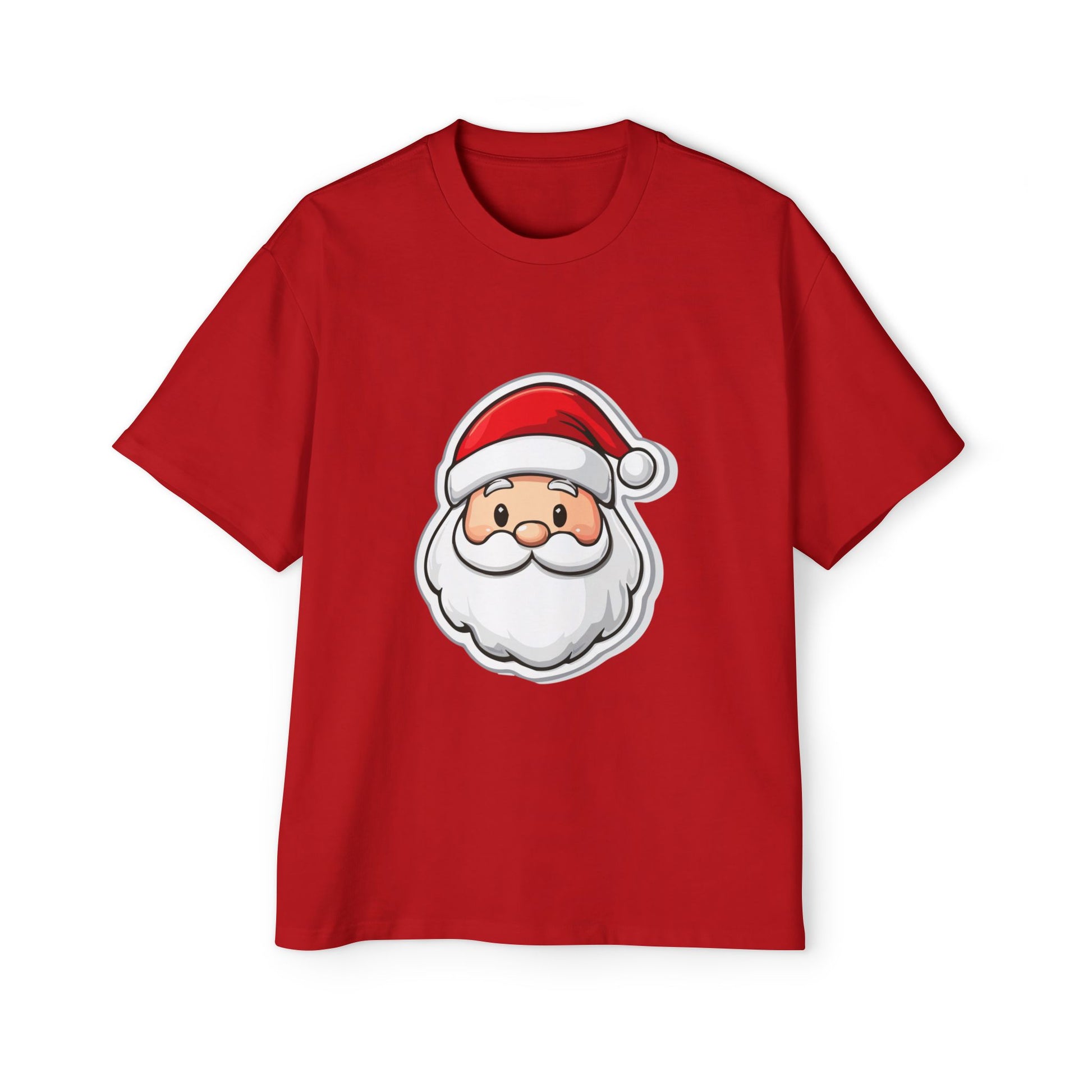 Cute Santa Face Oversized Tee – Festive Christmas Red T-Shirt Printify
