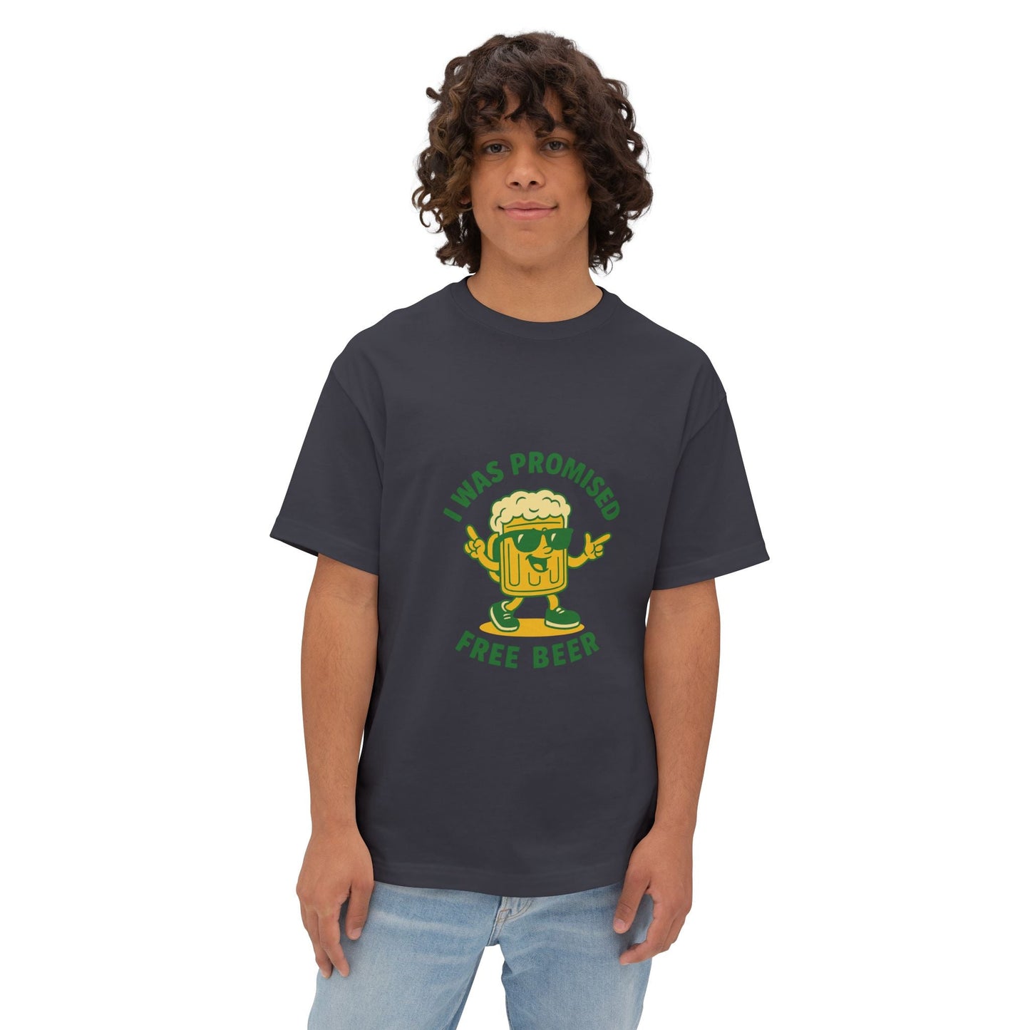 Unisex Oversized Tee – Snazzy Free Beer Edition Printify