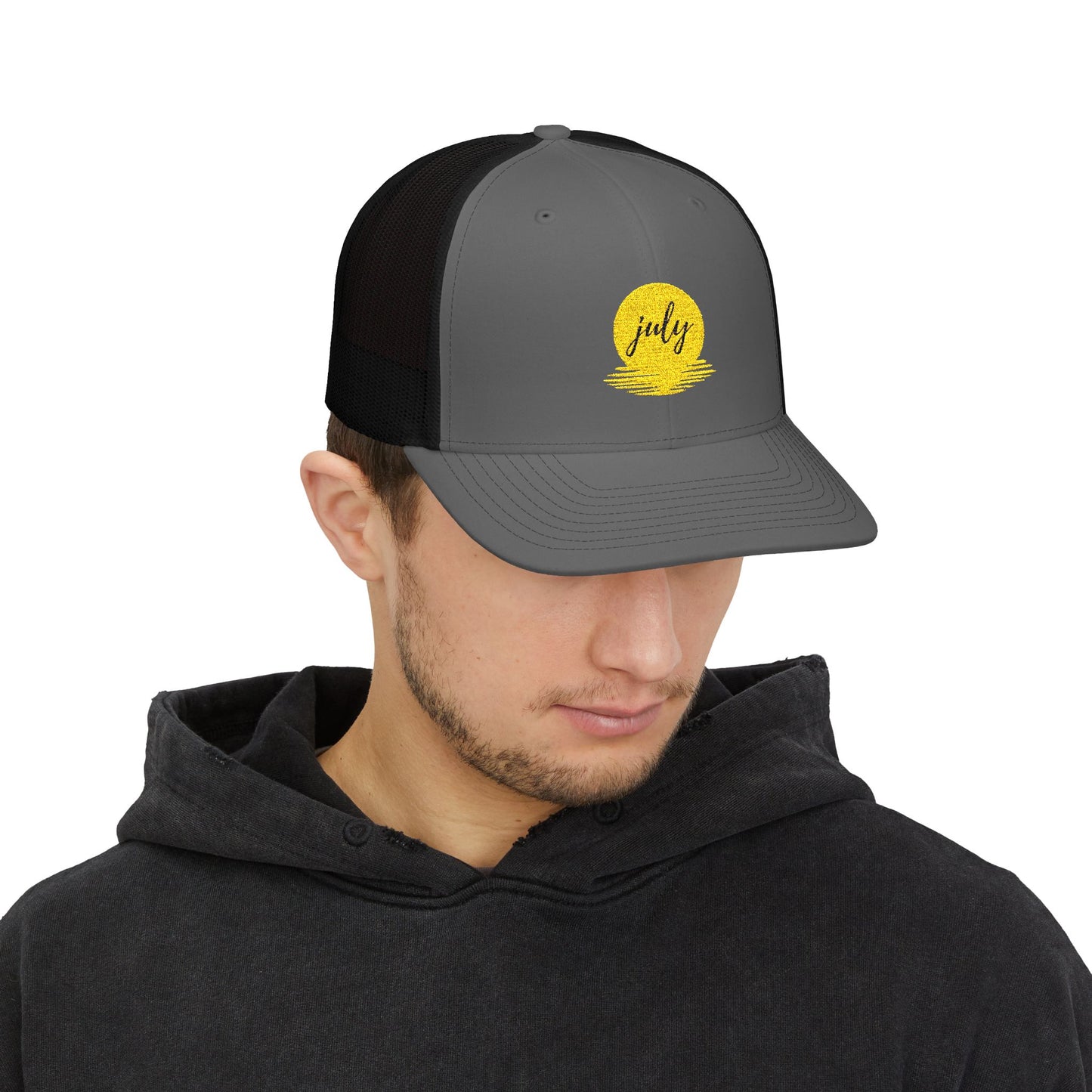 July Sun Graphic Snapback Trucker Cap (Embroidery) - snazzymerch