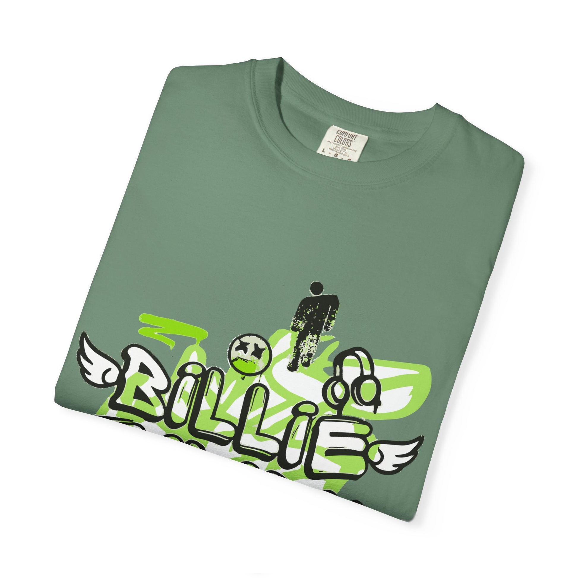 Billie Eilish Inspired Dyed T-shirt – Grunge Angel Graffiti Edition Printify