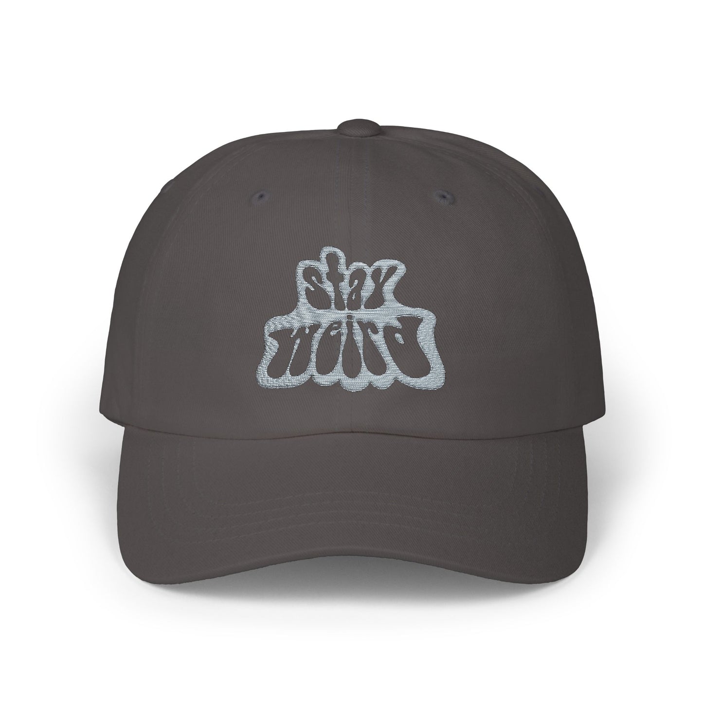 Retro Pink “Stay Weird” Typography Classic Dad Cap - snazzymerch