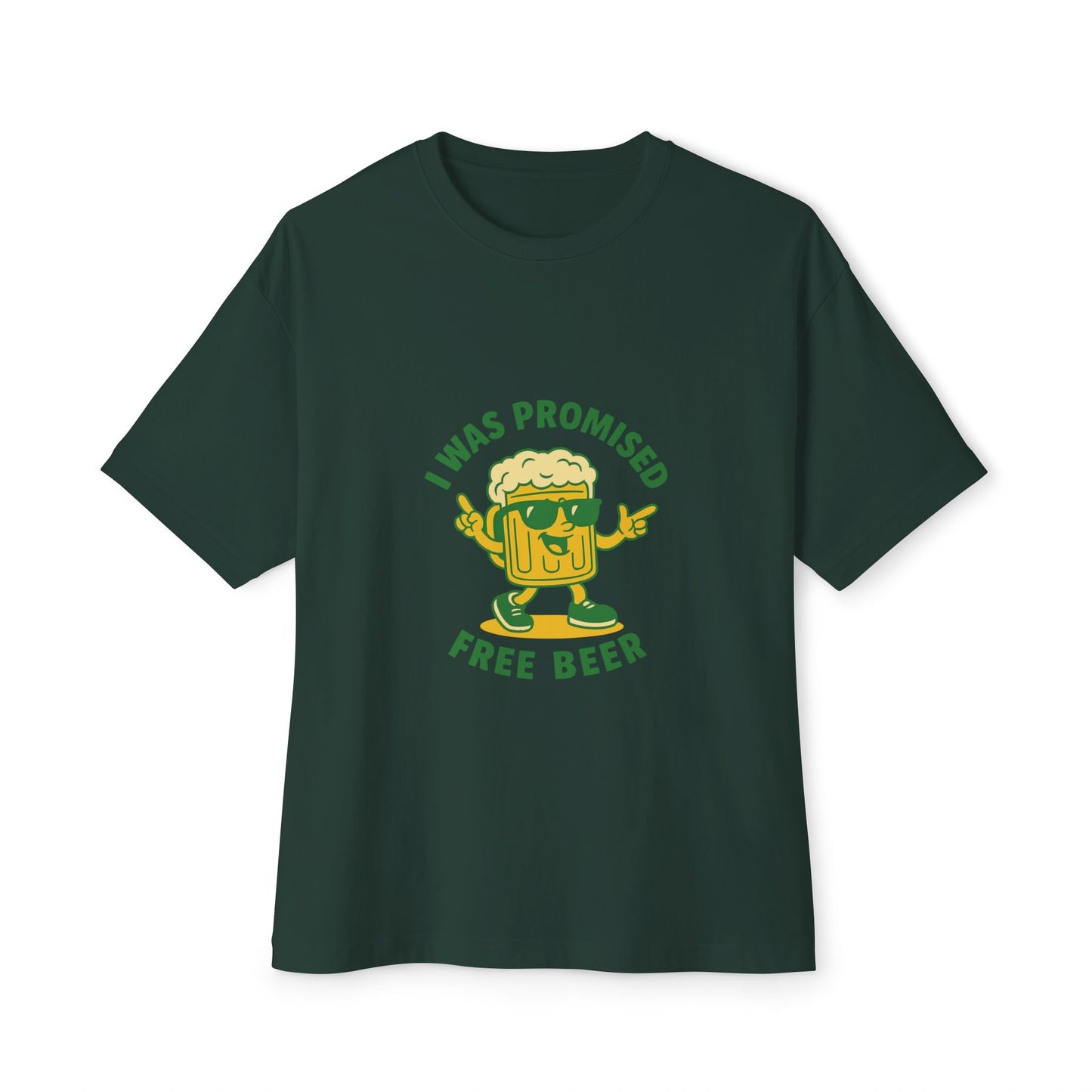 Unisex Oversized Tee – Snazzy Free Beer Edition Printify