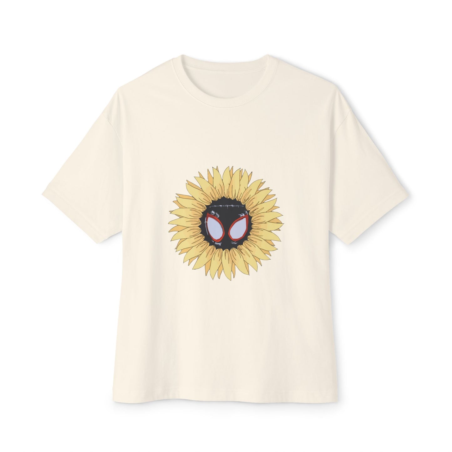 Sunflower Mask Illustration Unisex Oversized Boxy Tee Printify