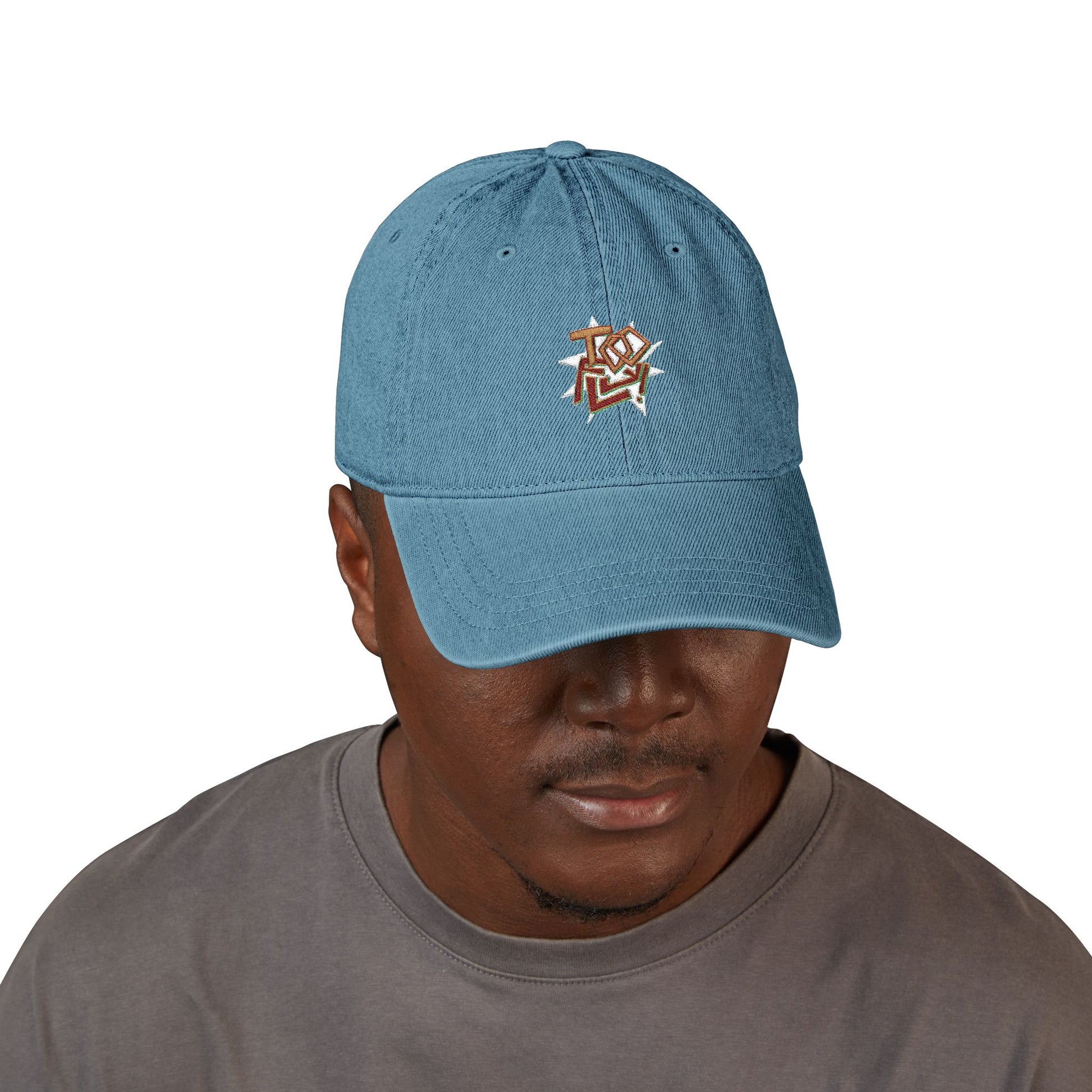 Geometric Lettering Denim Hat (Embroidery) - snazzymerch