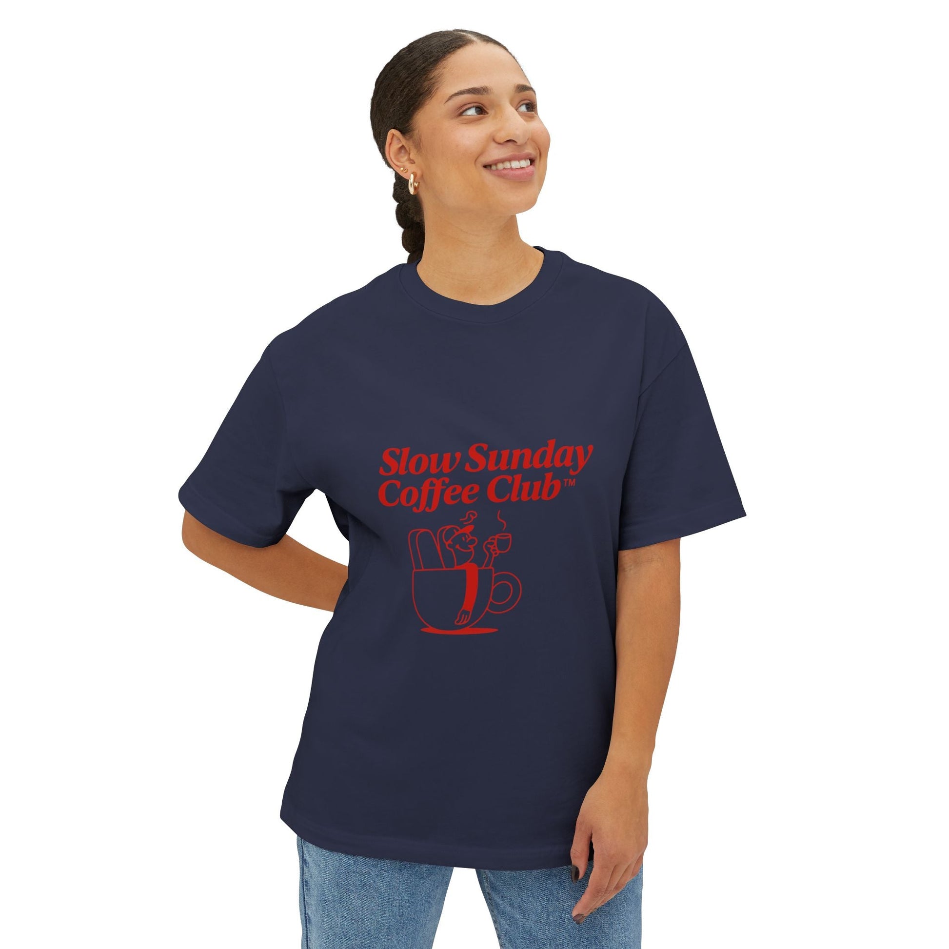 Unisex Oversized Tee – Snazzy Coffe Club Edition Printify