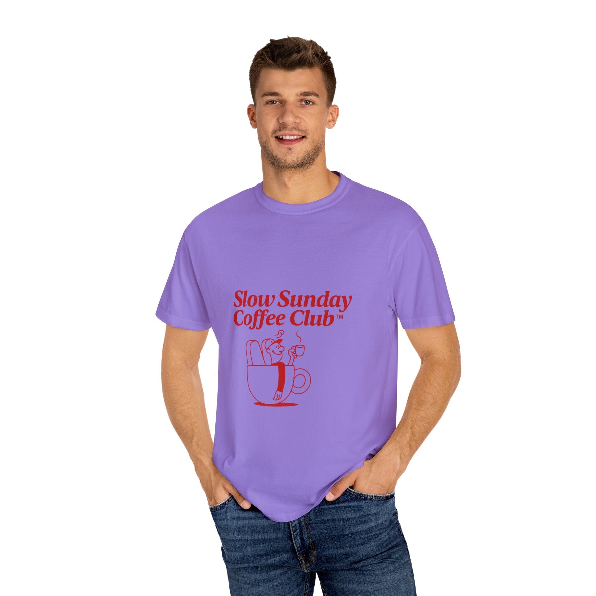 Unisex Garment-Dyed T-shirt – Snazzy Coffe Club Edition Printify