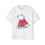 Polar Bear in Red Sweater Oversized Tee – Christmas Sale Edition Printify