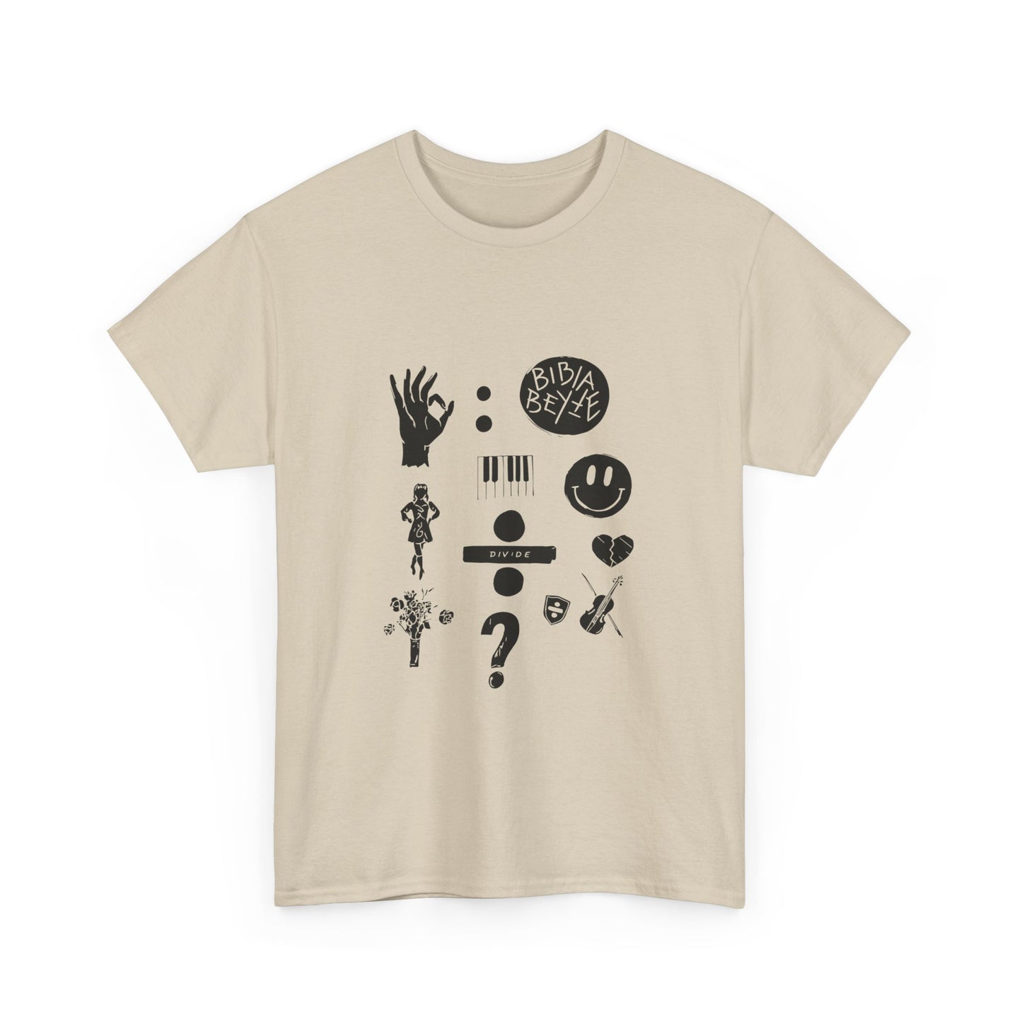 Ocean Wave with Heart Outline Unisex Heavy Cotton Tee Printify