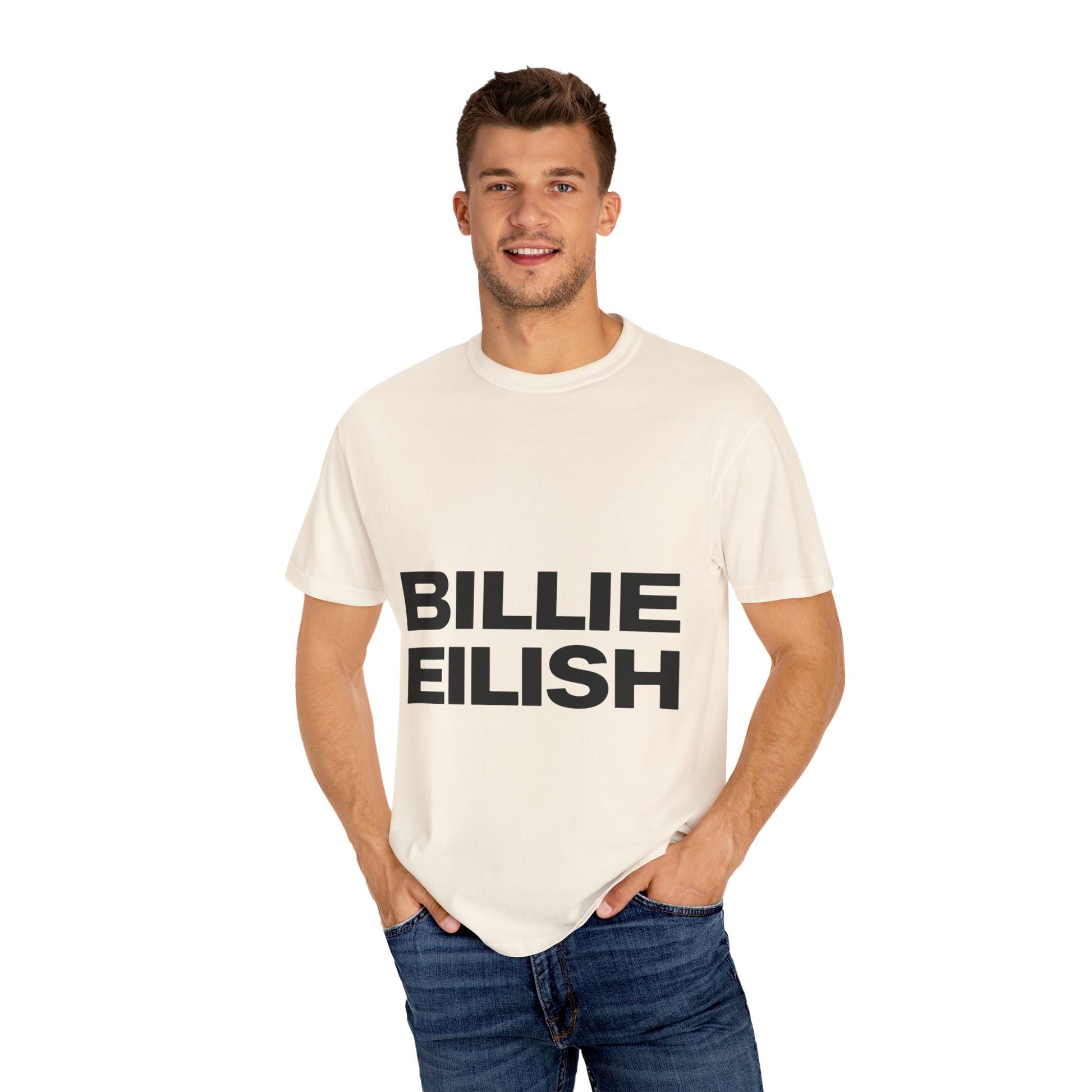 Billie Eilish Inspired Dyed T-shirt – Stacked Glow Text Edition Printify