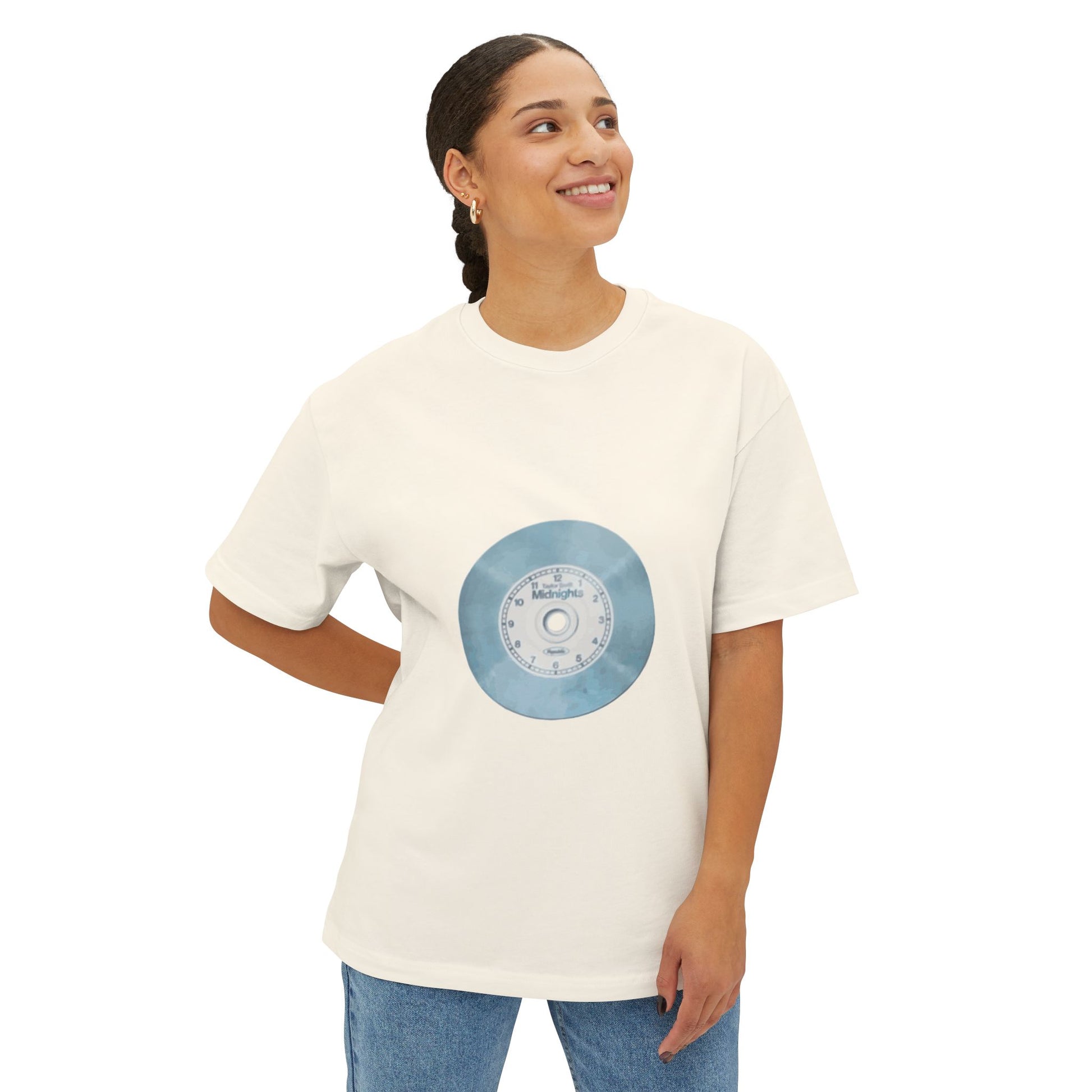 Midnight Vinyl Vibes Unisex Oversized Boxy Tee - snazzymerch