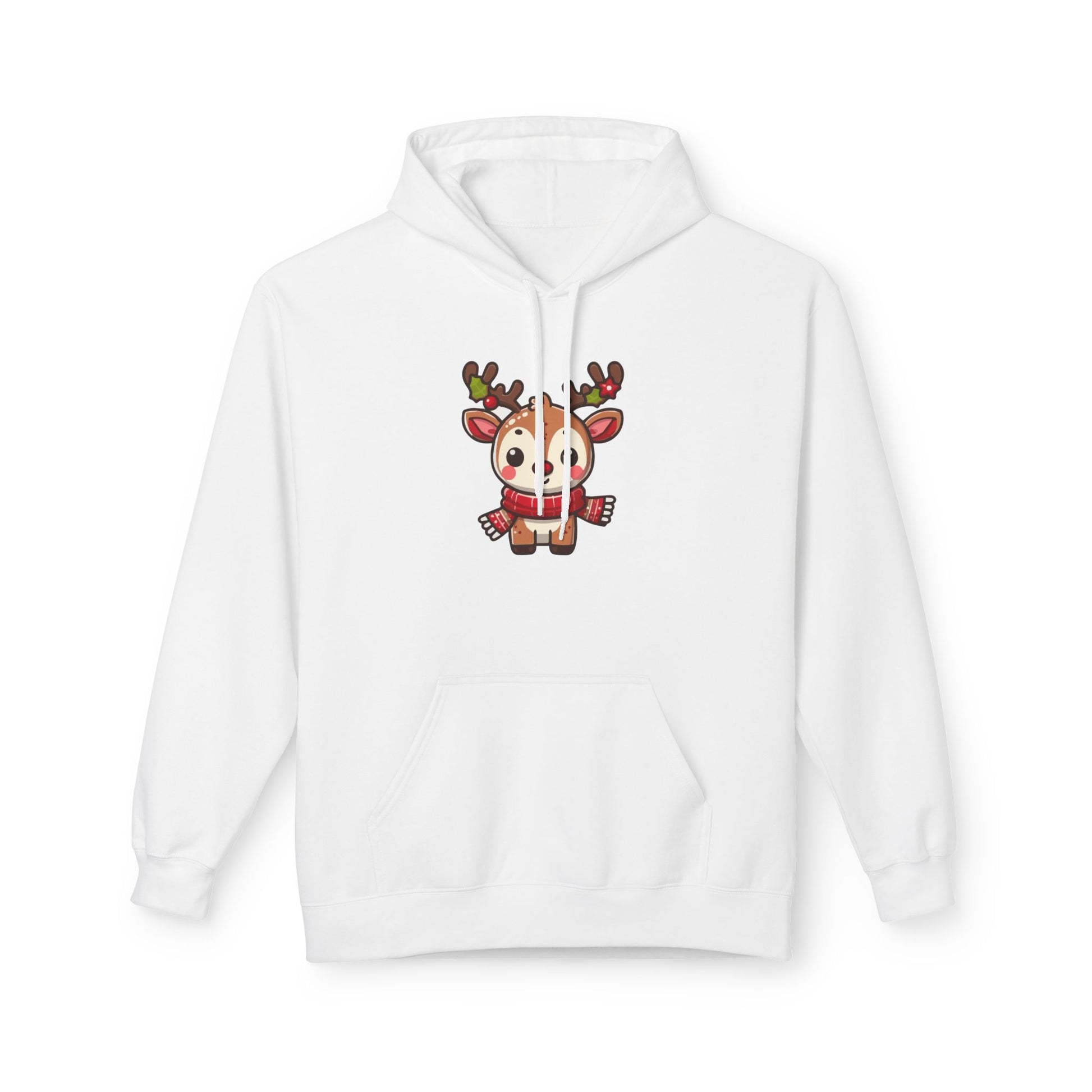 Cute Christmas Reindeer Fleece Hoodie – Holiday Edition Printify