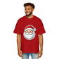 Cute Santa Face Oversized Tee – Festive Christmas Red T-Shirt Printify