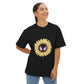 Sunflower Mask Illustration Unisex Oversized Boxy Tee Printify