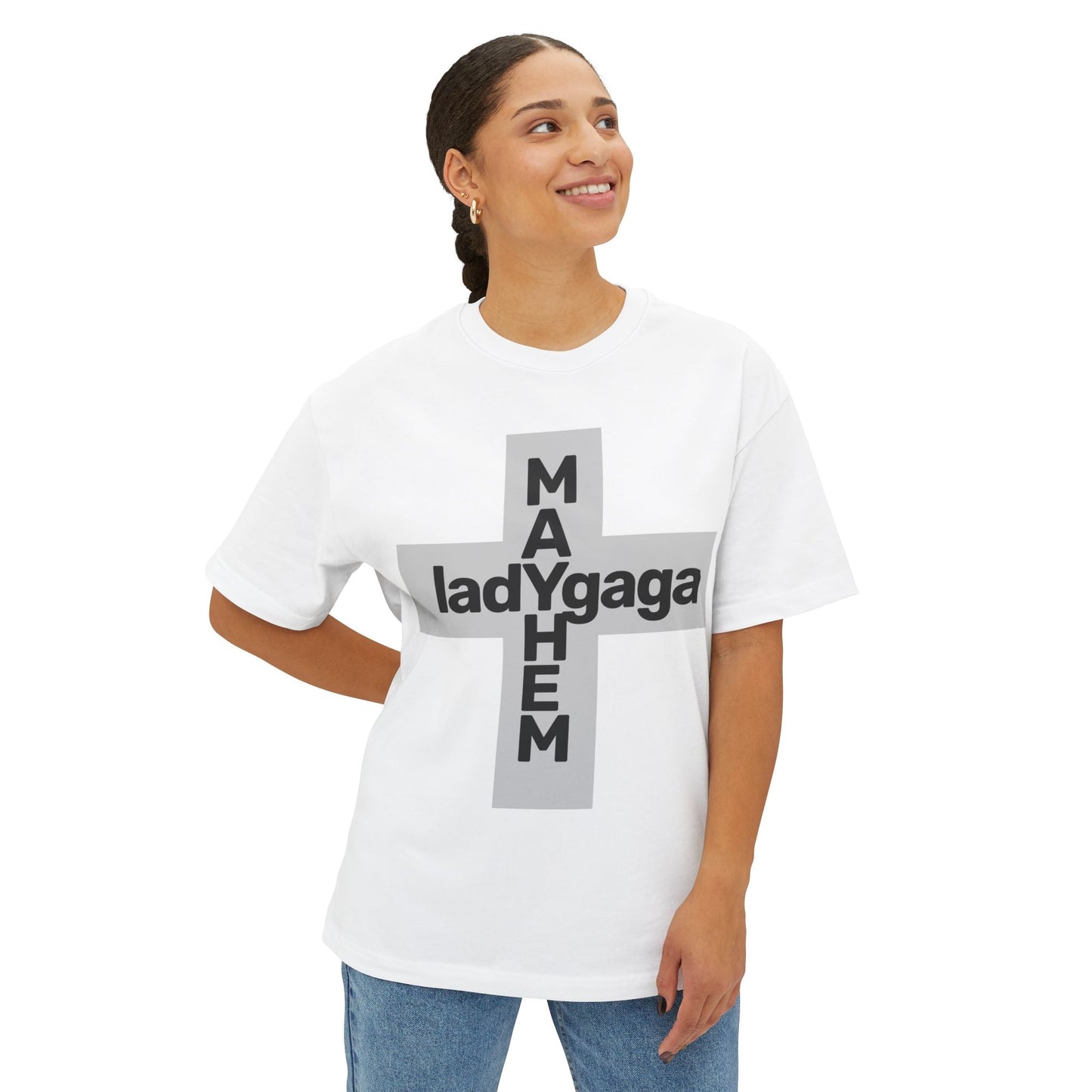 Lady Cross Mayhem-Unisex Oversized Tee Printify