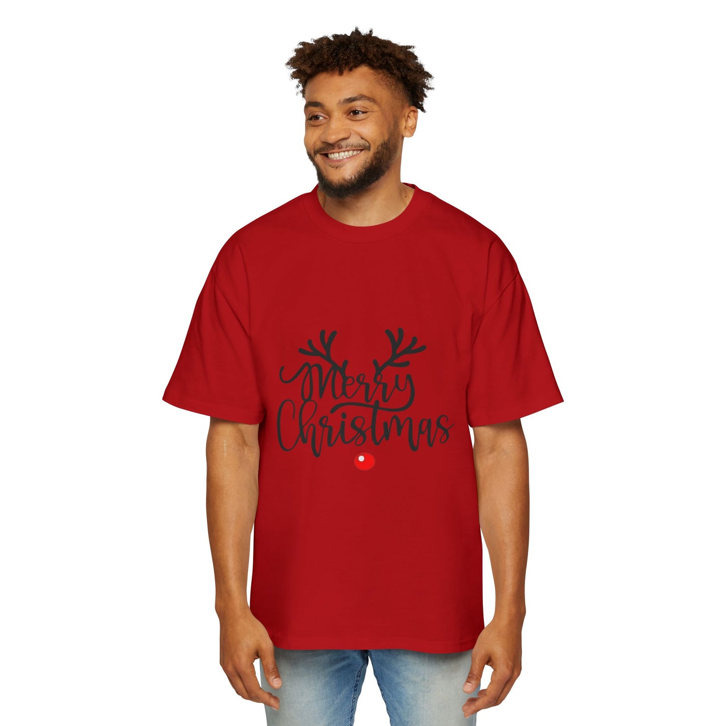 Merry Christmas Reindeer Oversized Unisex T-Shirt – Holiday Edition Printify