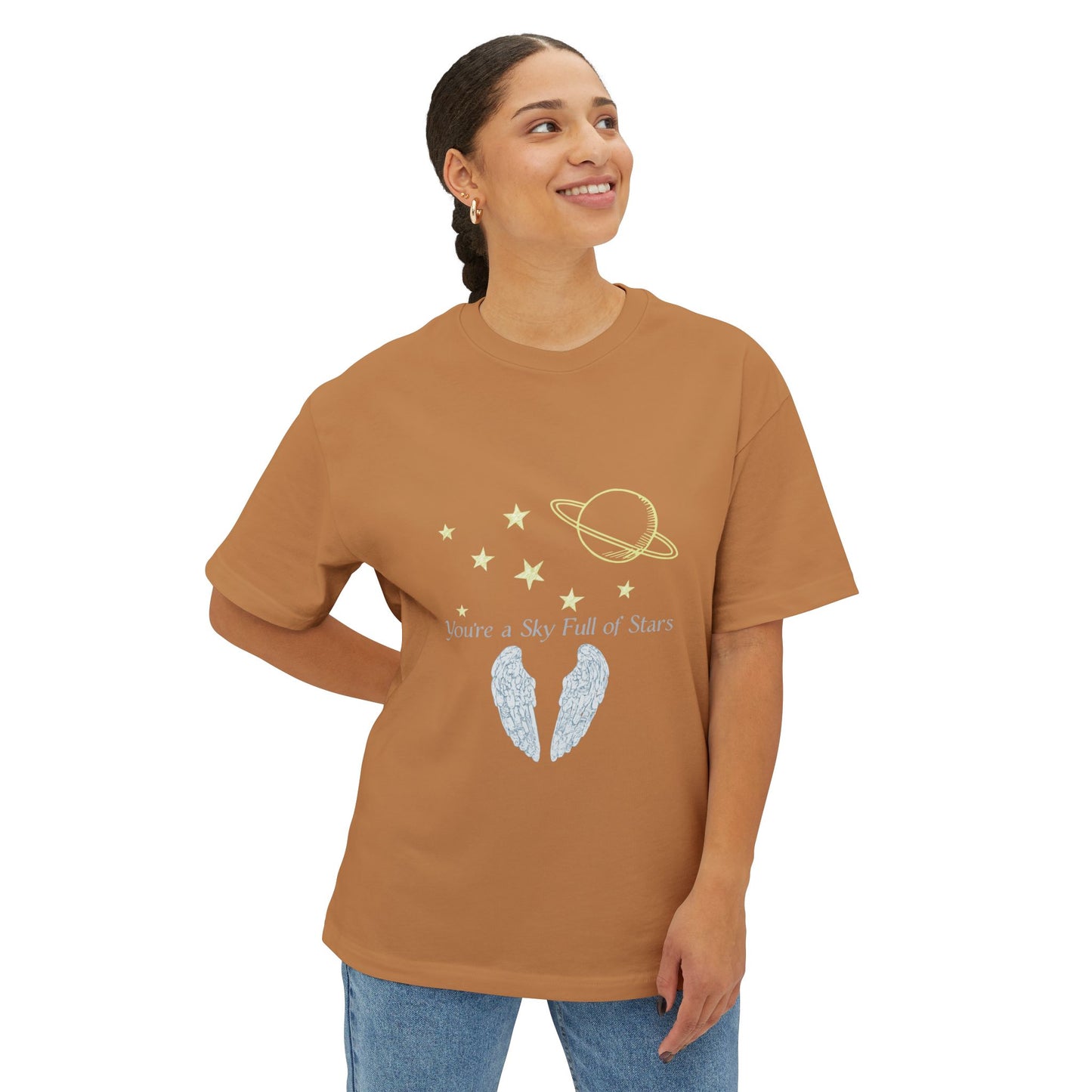Starry Sky Wings Unisex Oversized Boxy Tee Printify