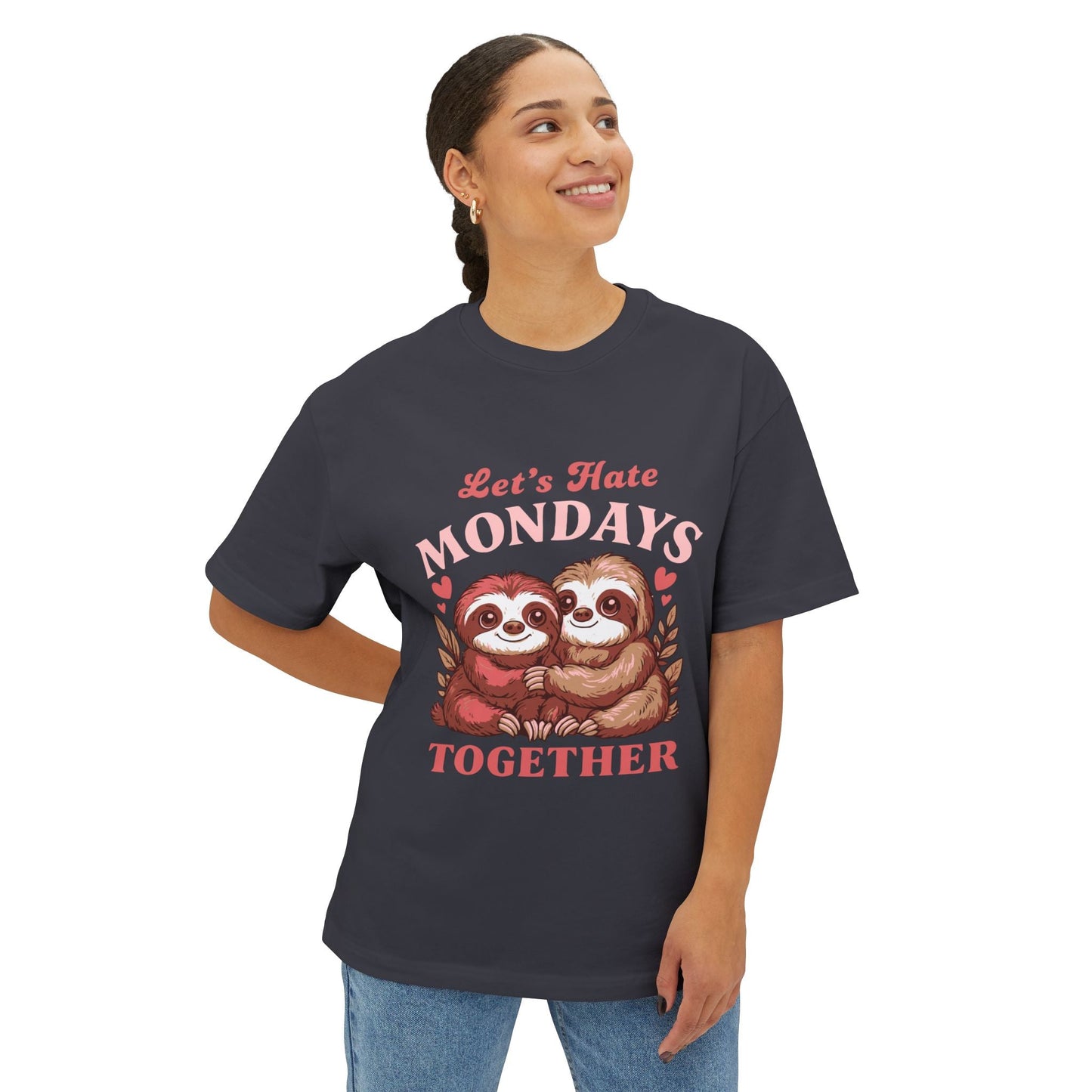 Oversized boxy Tee – Snazzy Lets hate Monday Edition Printify
