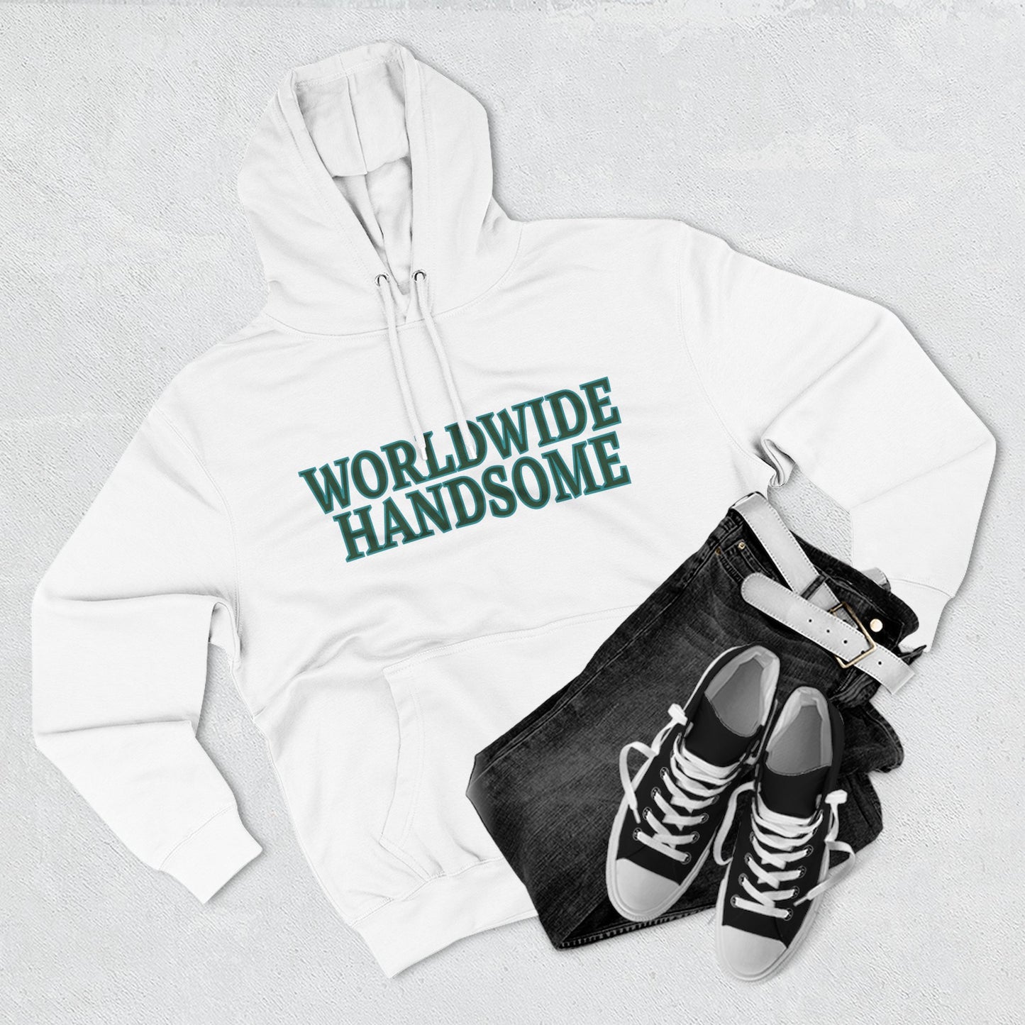 Global Handsome Typography Three-Panel Fleece Hoodie - snazzymerch