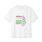 White Paw Print Oversized Boxy Tee Printify