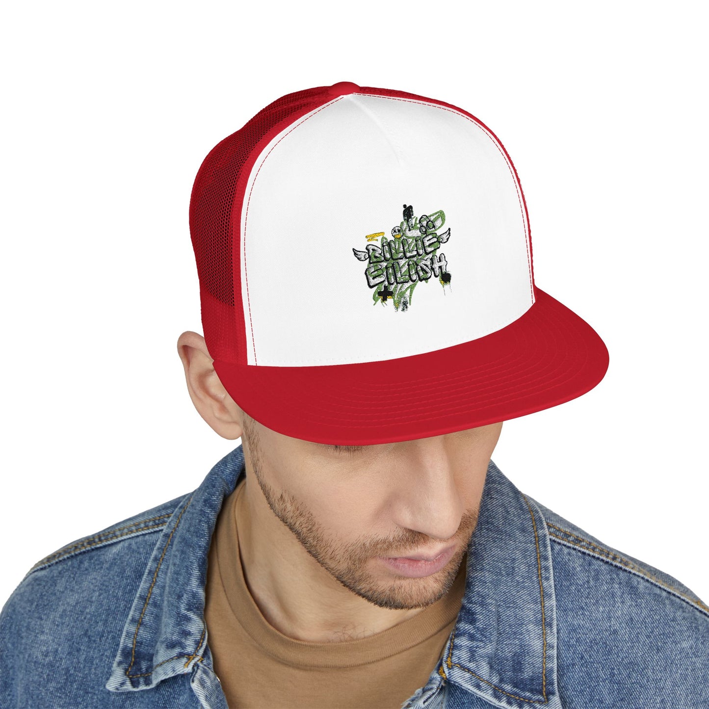 Billie Eilish Inspired Trucker Cap – Grunge Angel Graffiti Edition Printify