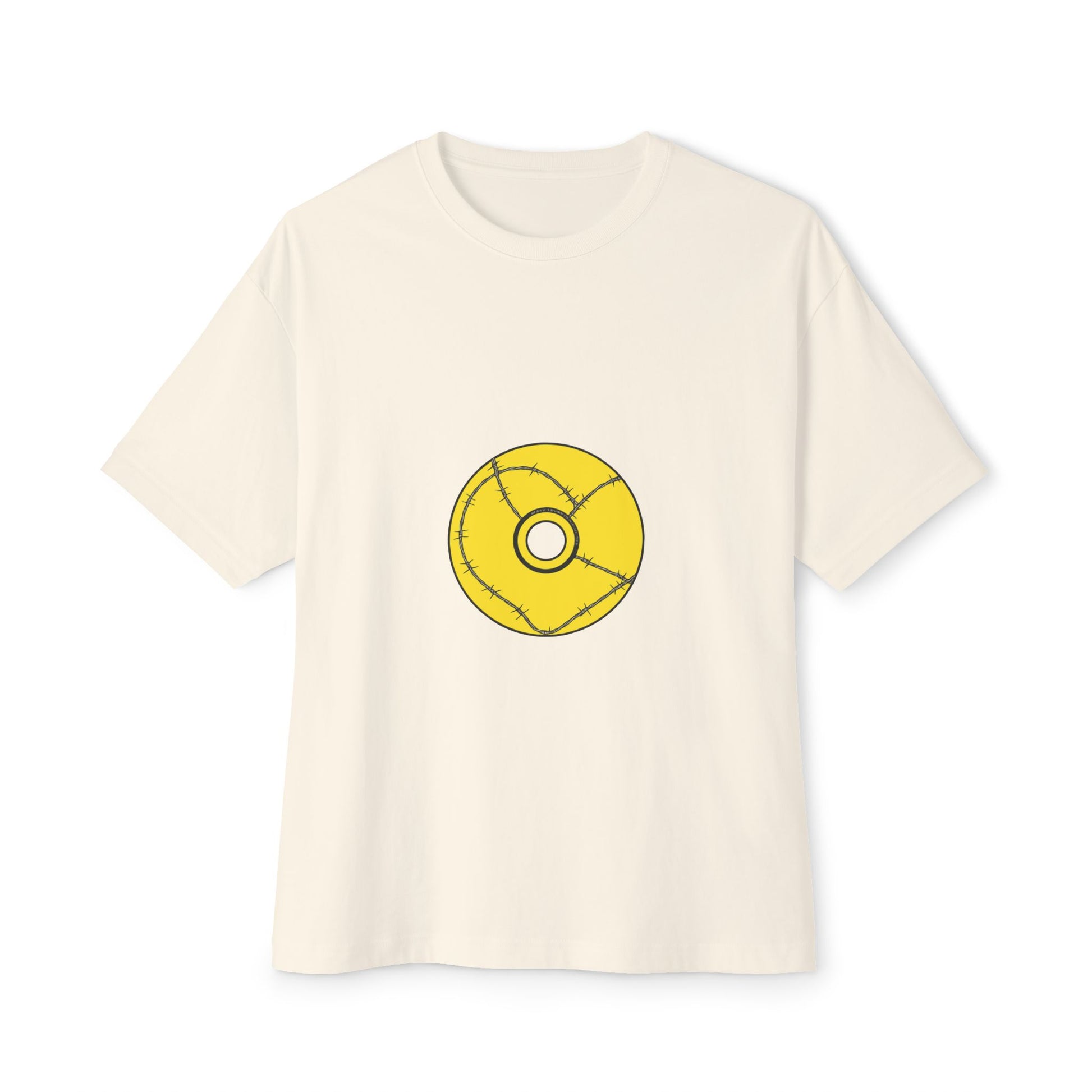 Minimalist Black Disc Outline Unisex Oversized Boxy Tee Printify