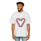 Candy Cane Heart Men's Heavy Oversized Tee – Limited Christmas Sale Edition Printify