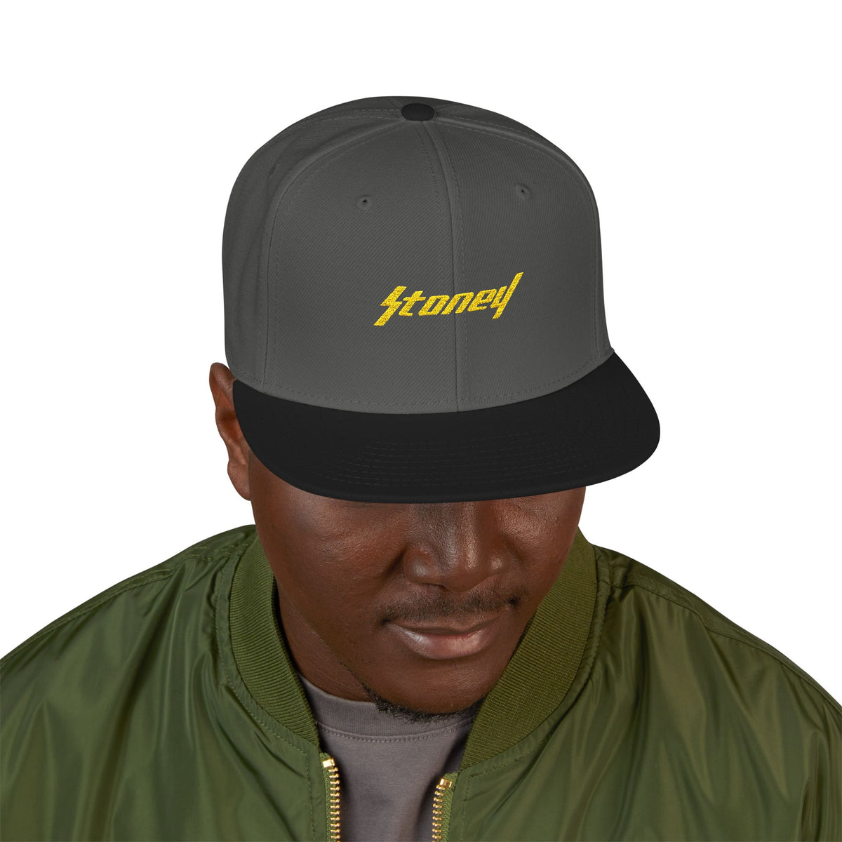 Orange Lightning Text Logo Snapback Cap Printify