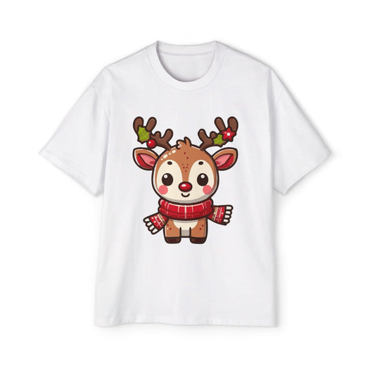 Cute Baby Reindeer Oversized Tee – Festive Christmas Cartoon T-Shirt Printify