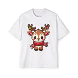 Cute Baby Reindeer Oversized Tee – Festive Christmas Cartoon T-Shirt Printify