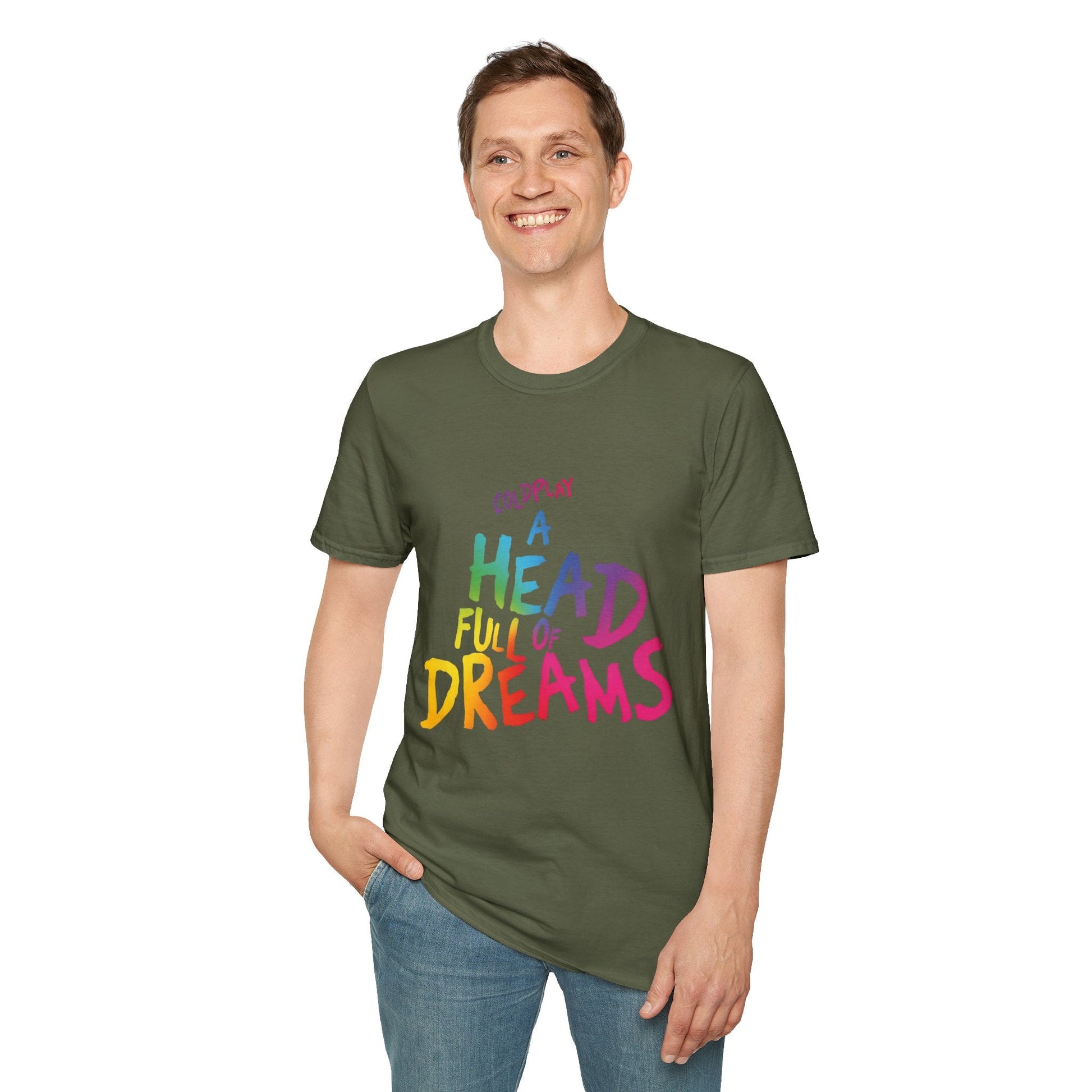Unisex Softstyle T-Shirt Inspired by Coldplay’s Iconic A Head Full of Dreams Printify