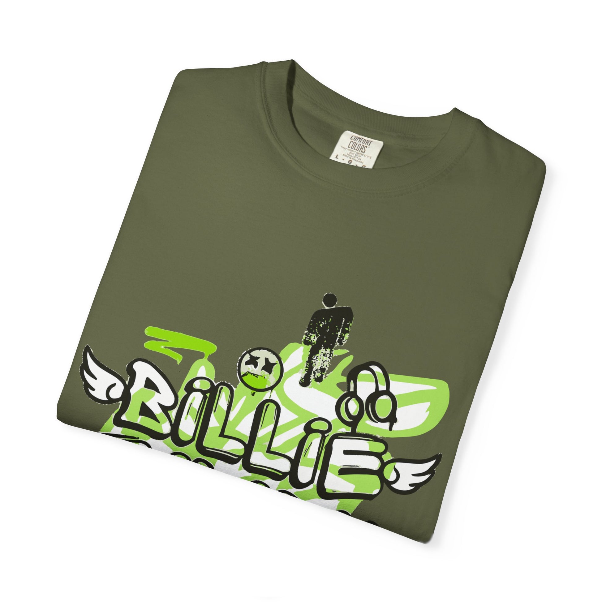 Billie Eilish Inspired Dyed T-shirt – Grunge Angel Graffiti Edition Printify