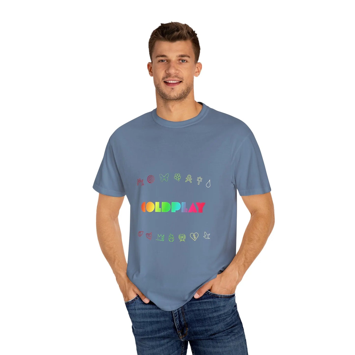 Unisex Garment-Dyed T-Shirt Inspired by Coldplay’s Signage Printify