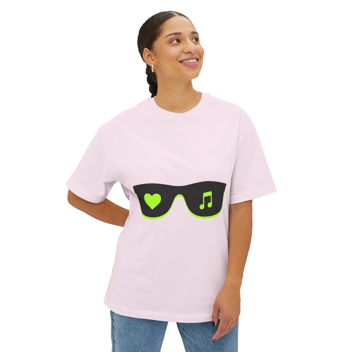 Neon Love Notes Unisex Oversized Boxy tee Printify