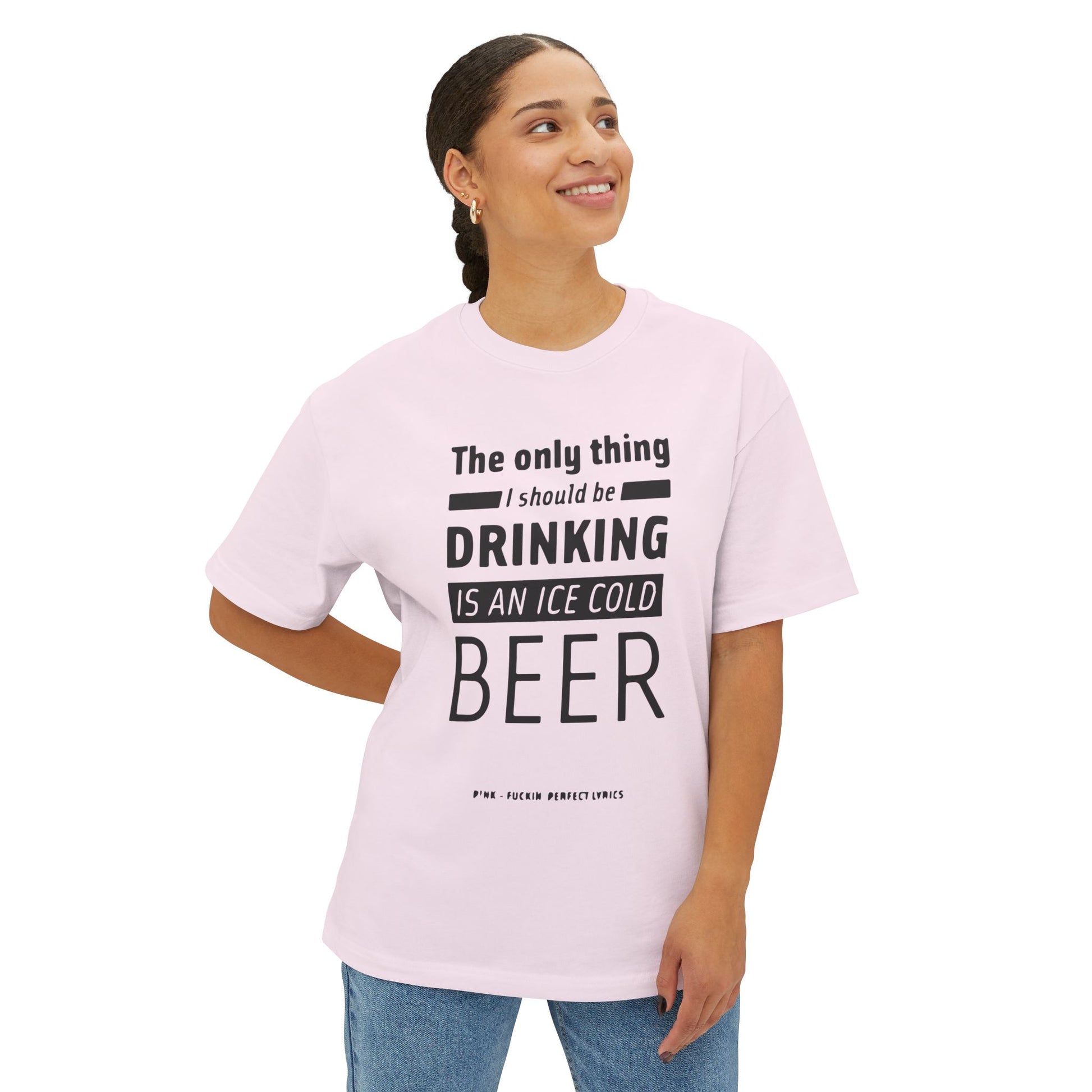 Pop Art Lips & Text Unisex Oversized Boxy Tee - snazzymerch