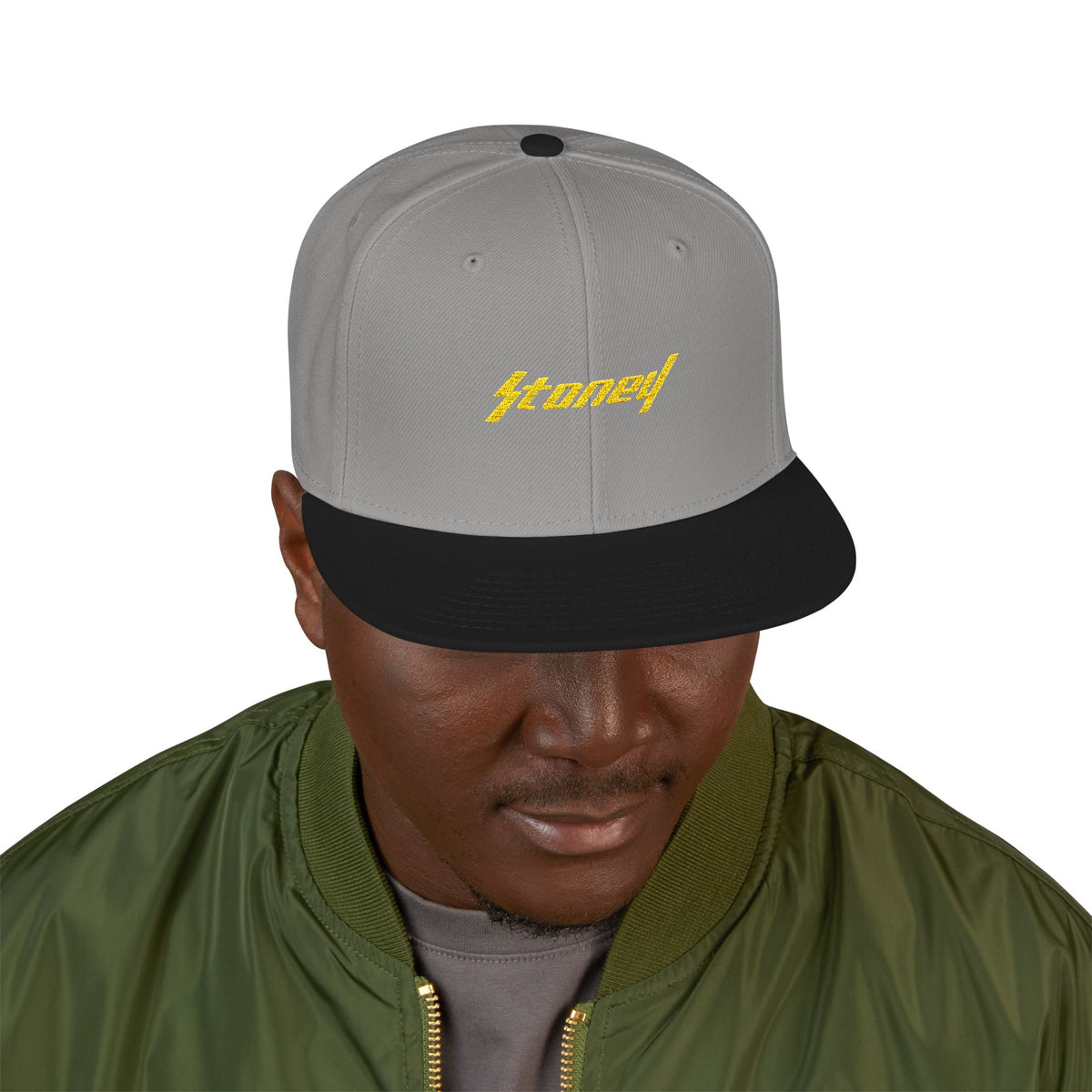 Orange Lightning Text Logo Snapback Cap Printify