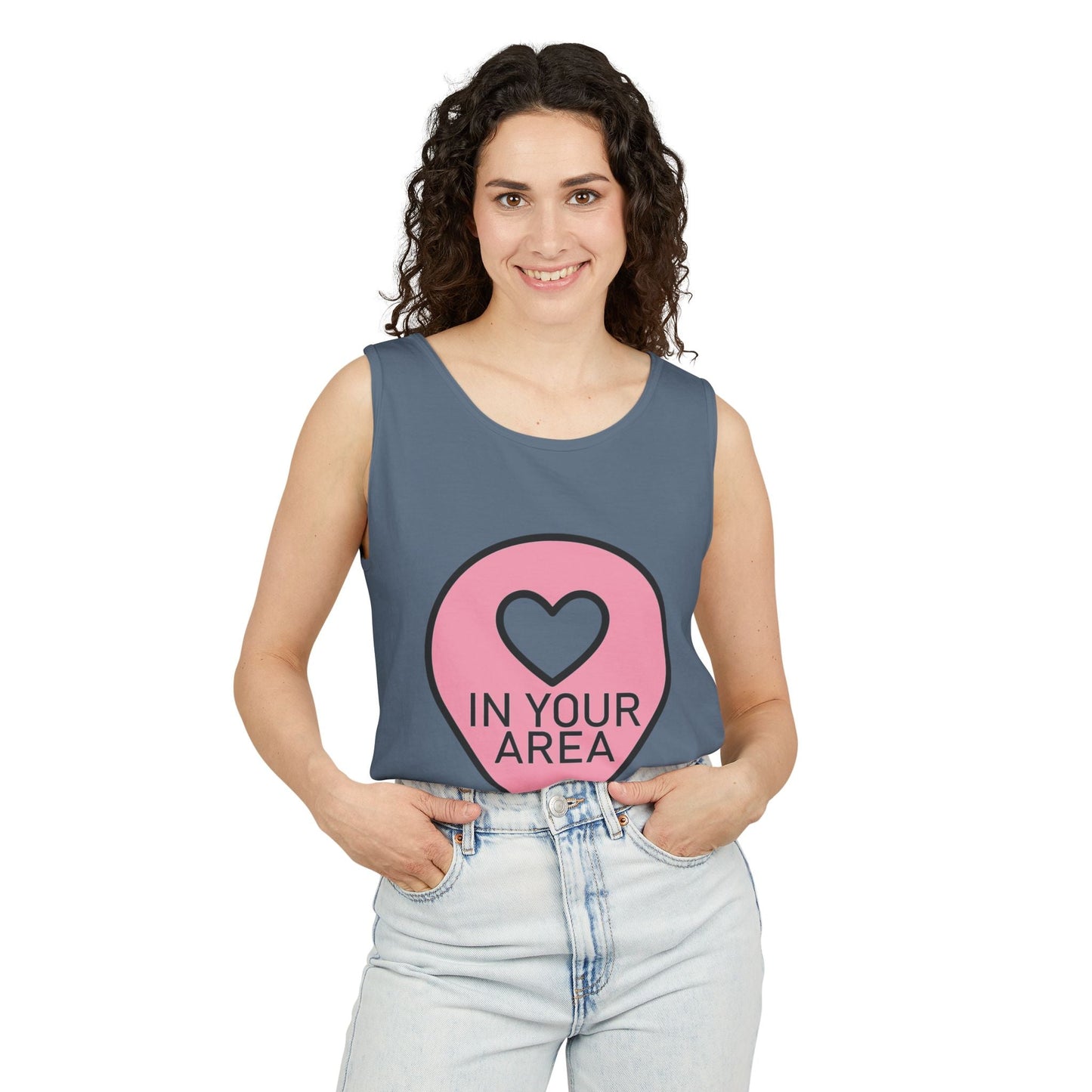 In Your Area Pin Marker – Dyed Tank Top Printify