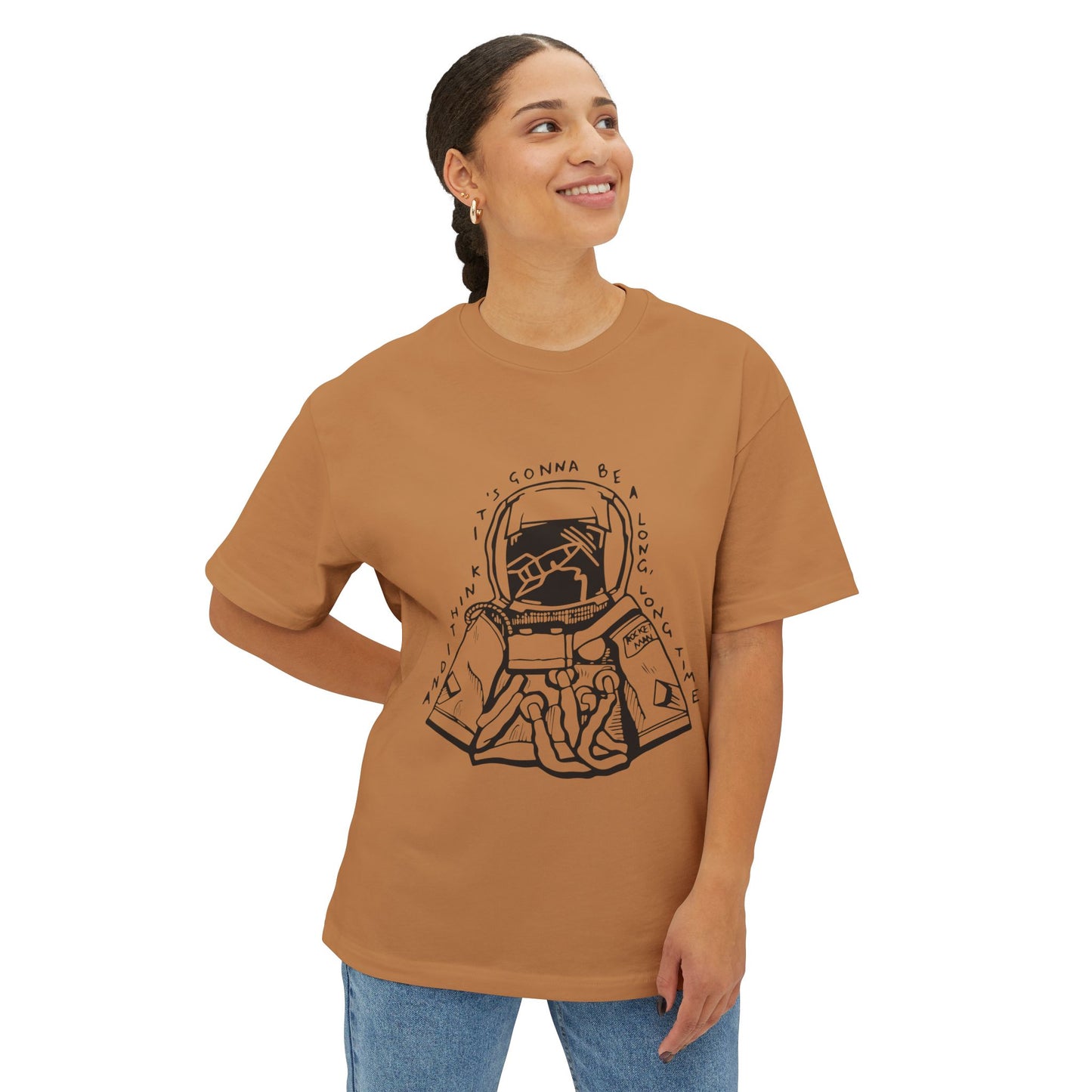 Outline Face Design Unisex Oversized Boxy Tee - snazzymerch