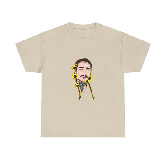 Cartoon Face with Sunflowers Unisex Heavy cotton Tee Printify