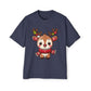 Cute Baby Reindeer Oversized Tee – Festive Christmas Cartoon T-Shirt Printify