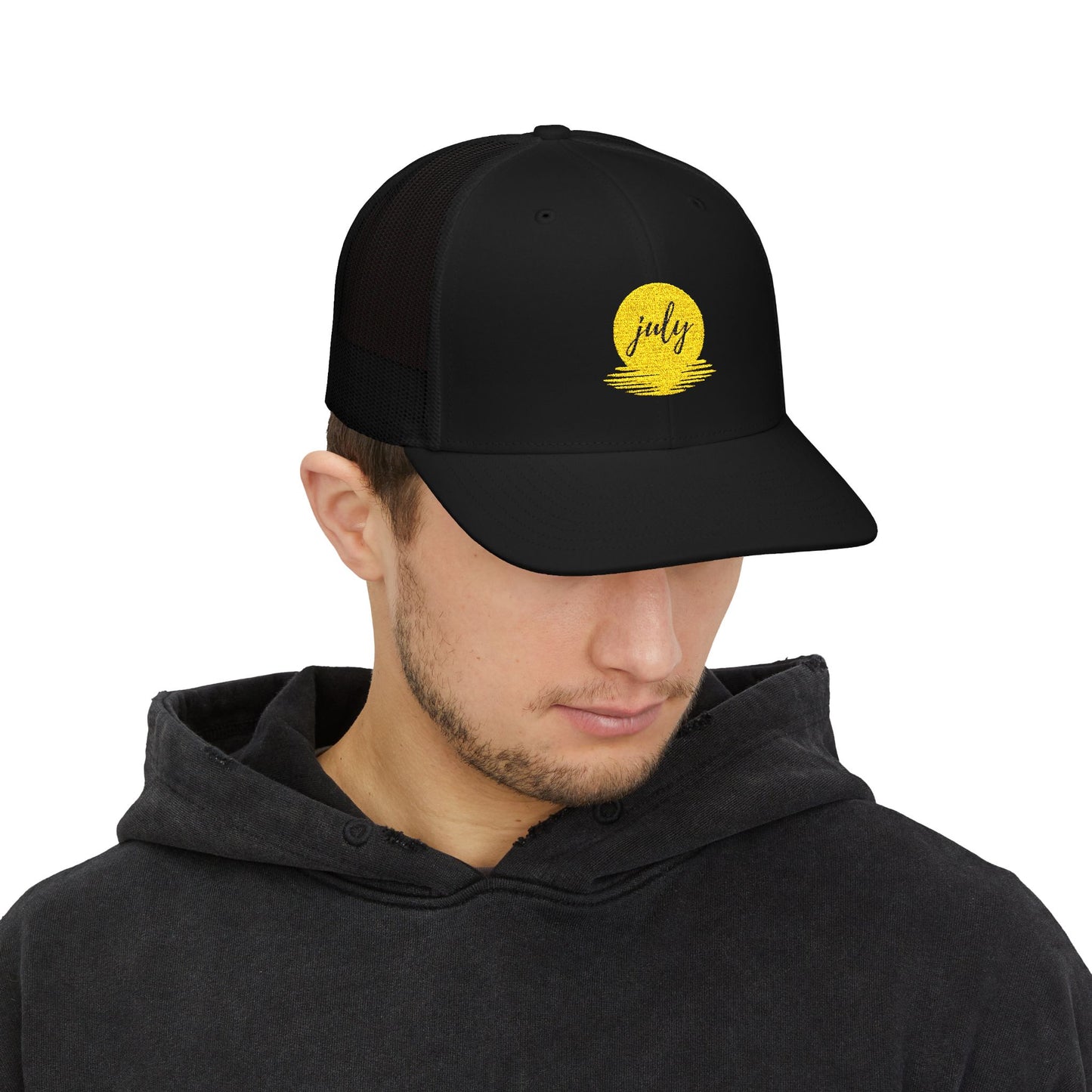 July Sun Graphic Snapback Trucker Cap (Embroidery) - snazzymerch