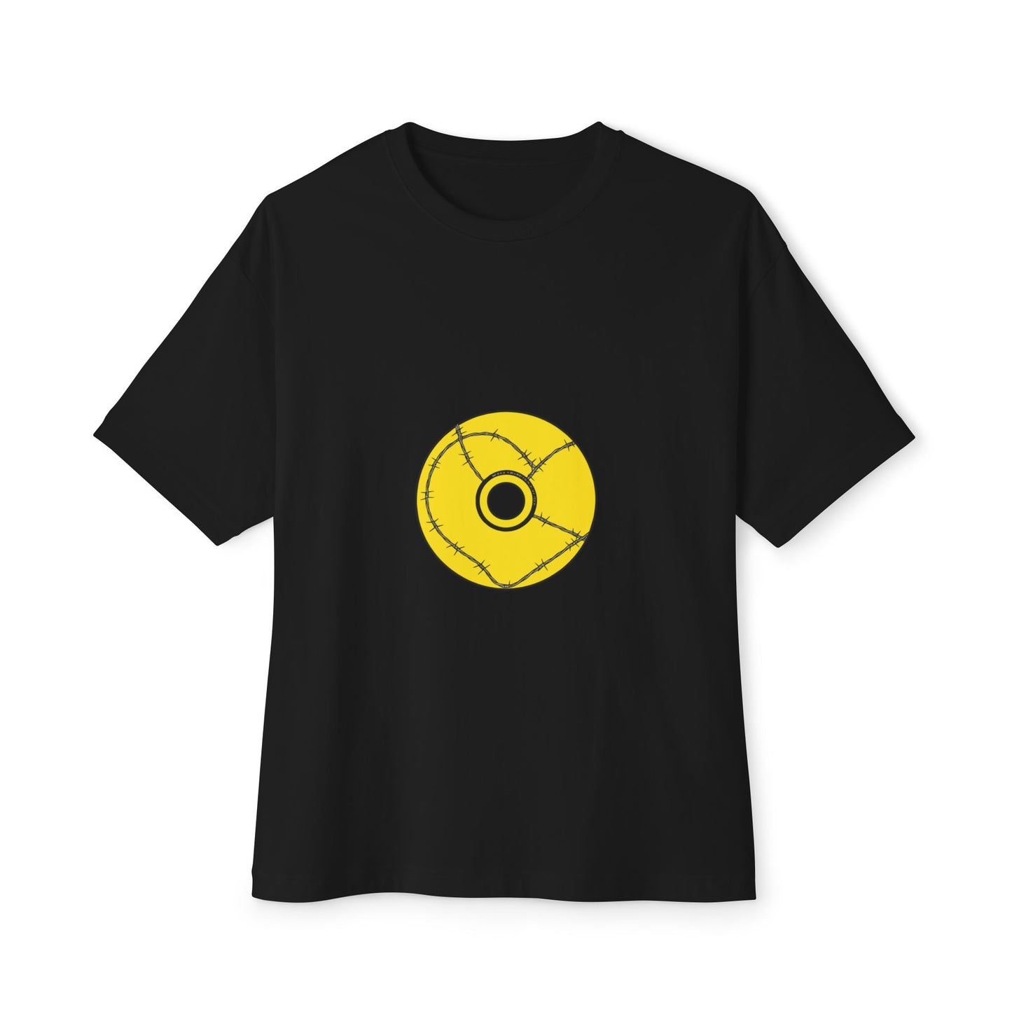 Minimalist Black Disc Outline Unisex Oversized Boxy Tee Printify