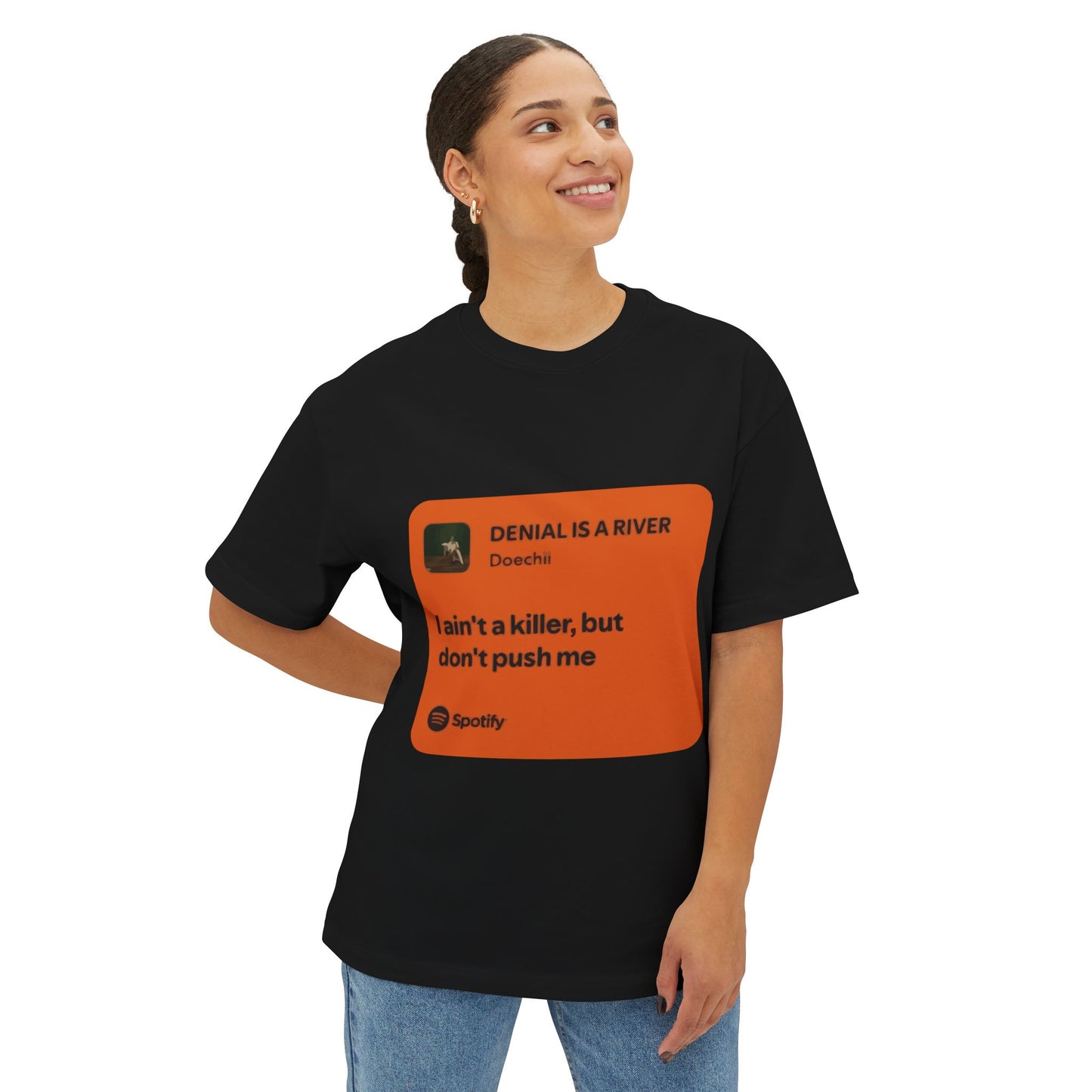 Music Quote Card Unisex Oversized Boxy Tee - snazzymerch