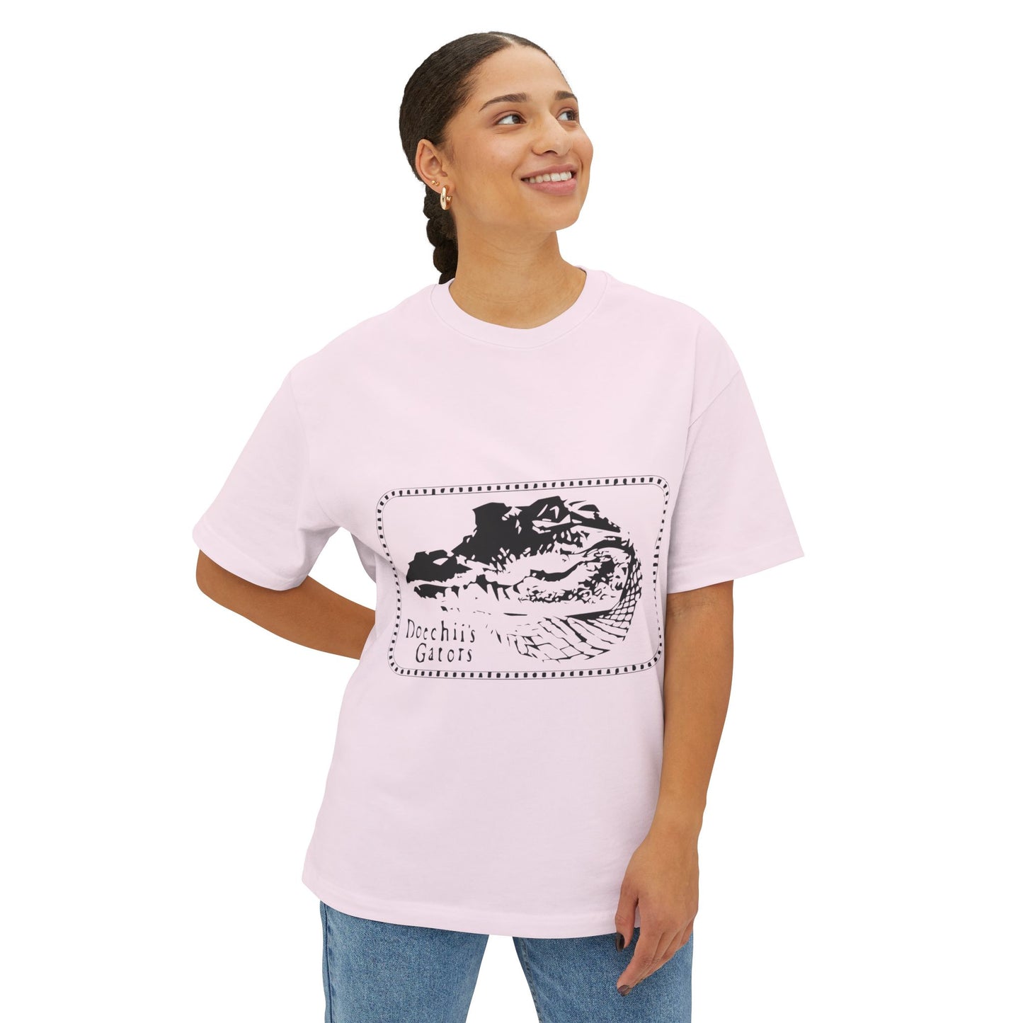 Bold Outline Typography Unisex Oversized Boxy Tee - snazzymerch