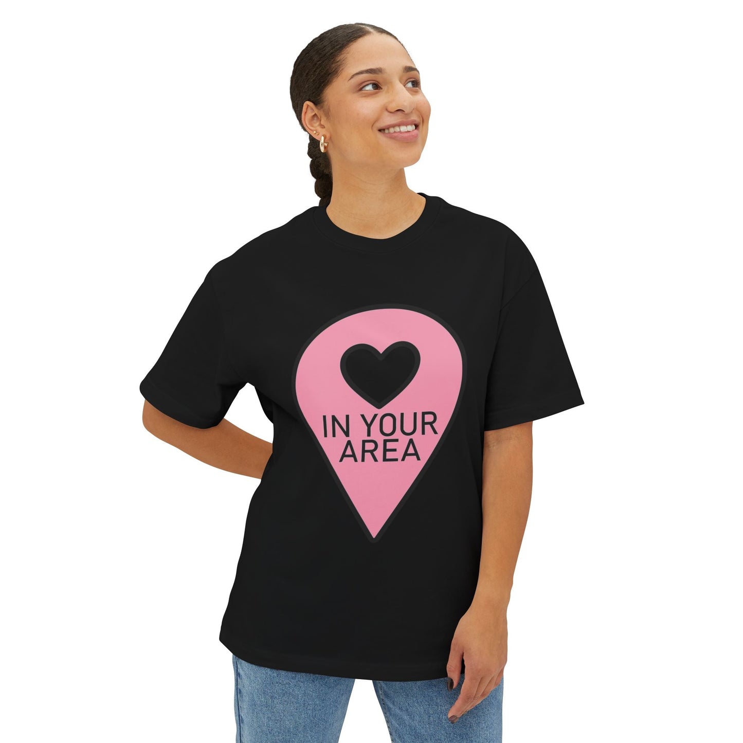 In Your Area Pin Marker – Oversized Boxy Tee Printify