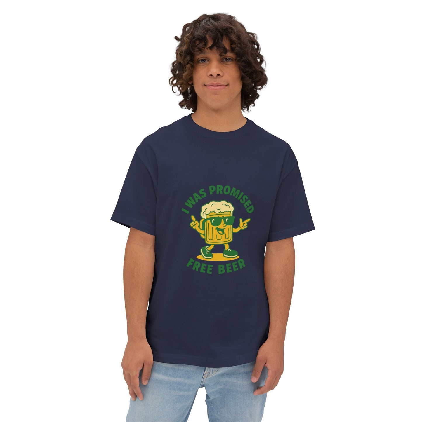Unisex Oversized Tee – Snazzy Free Beer Edition Printify