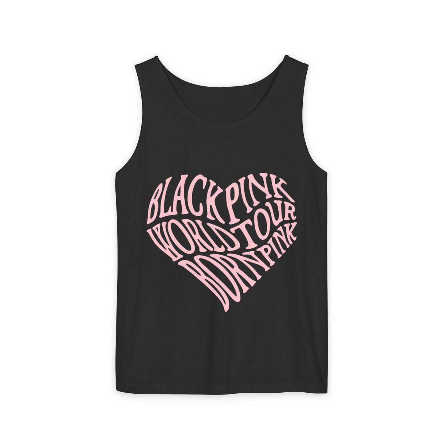 Born Pink Heart Typography – Dyed Tank Top Printify