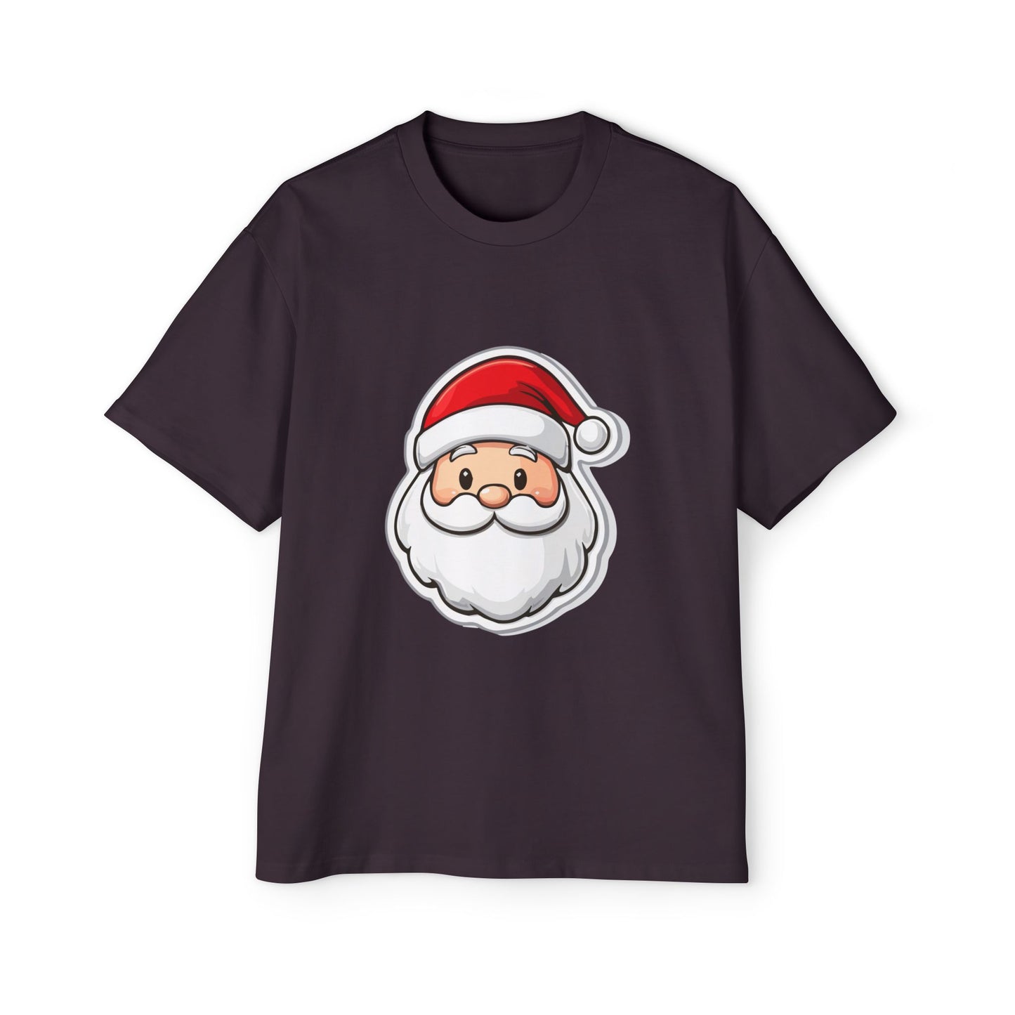 Cute Santa Face Oversized Tee – Festive Christmas Red T-Shirt Printify