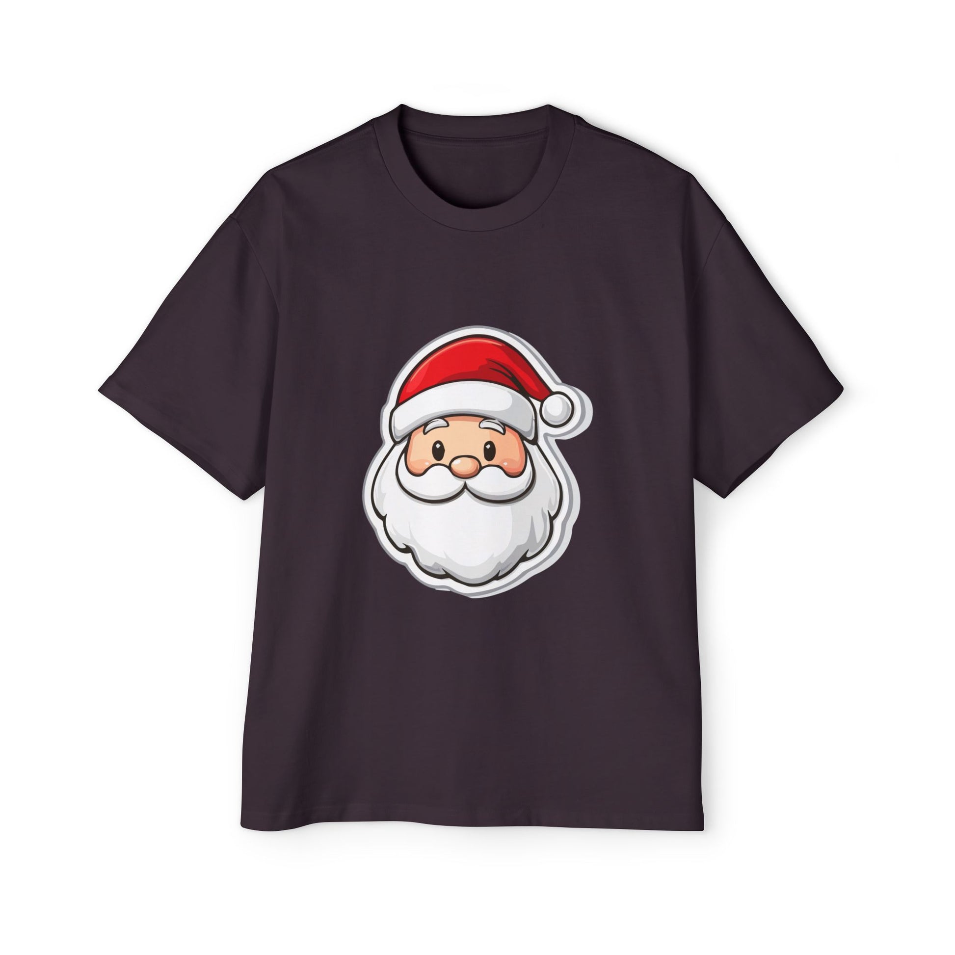 Cute Santa Face Oversized Tee – Festive Christmas Red T-Shirt Printify